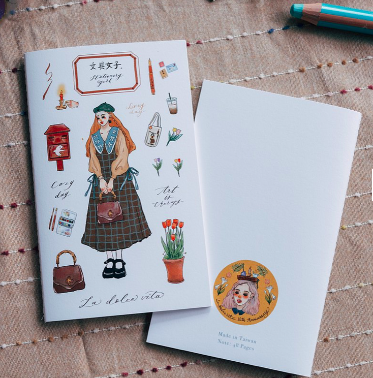 貝蕾帽女子 線裝筆記本 空白內頁｜甜蜜生活