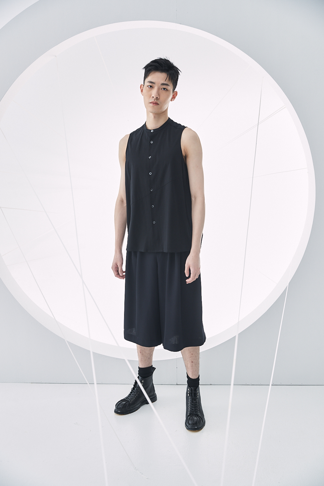 打摺壓線七分褲