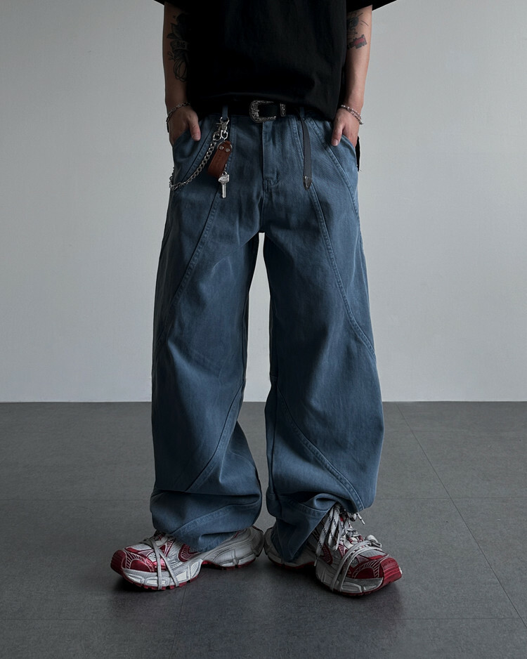 波浪着色牛仔褲