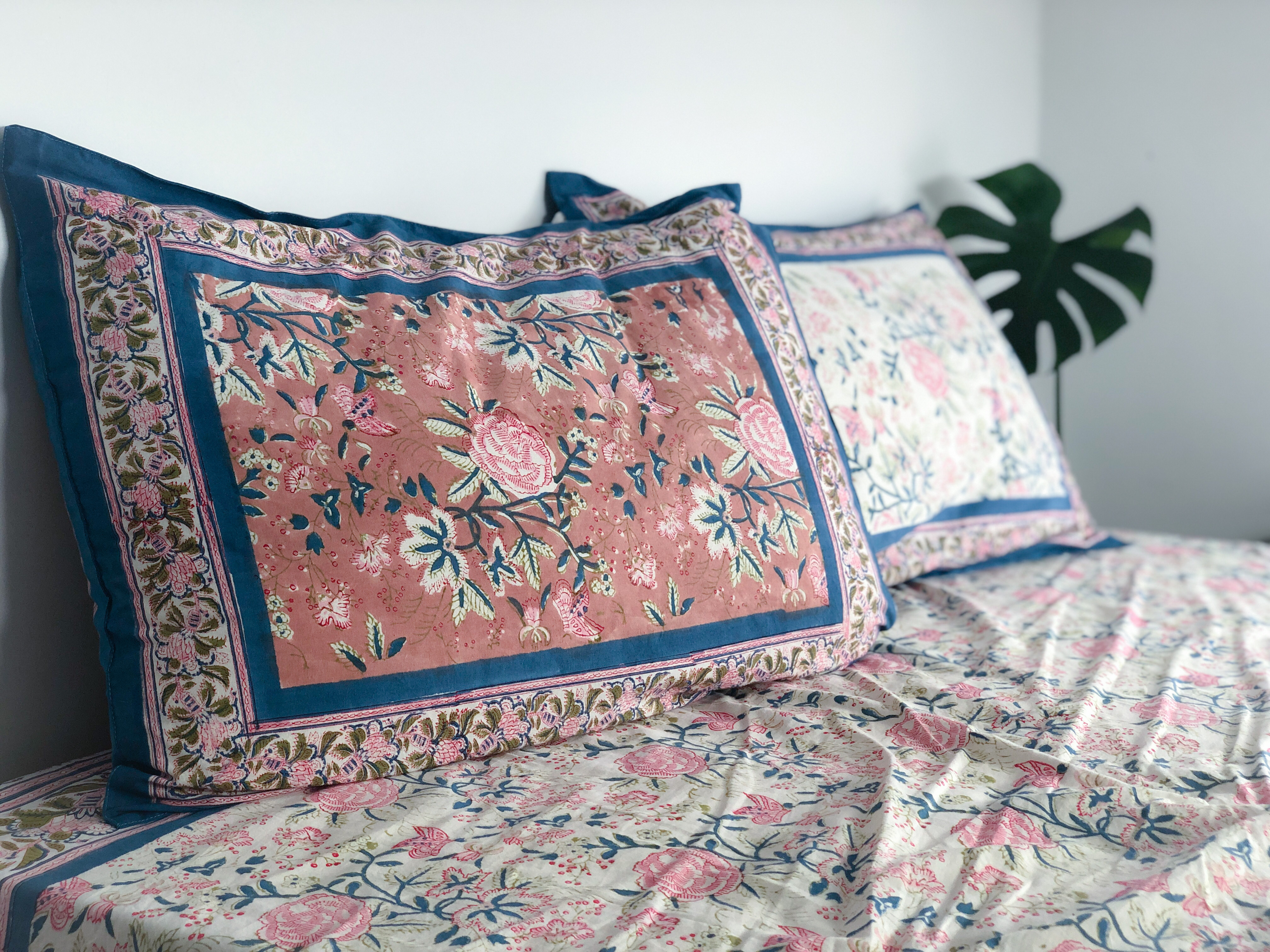 伊斯坦堡胭玫瑰  純棉蓋印枕套