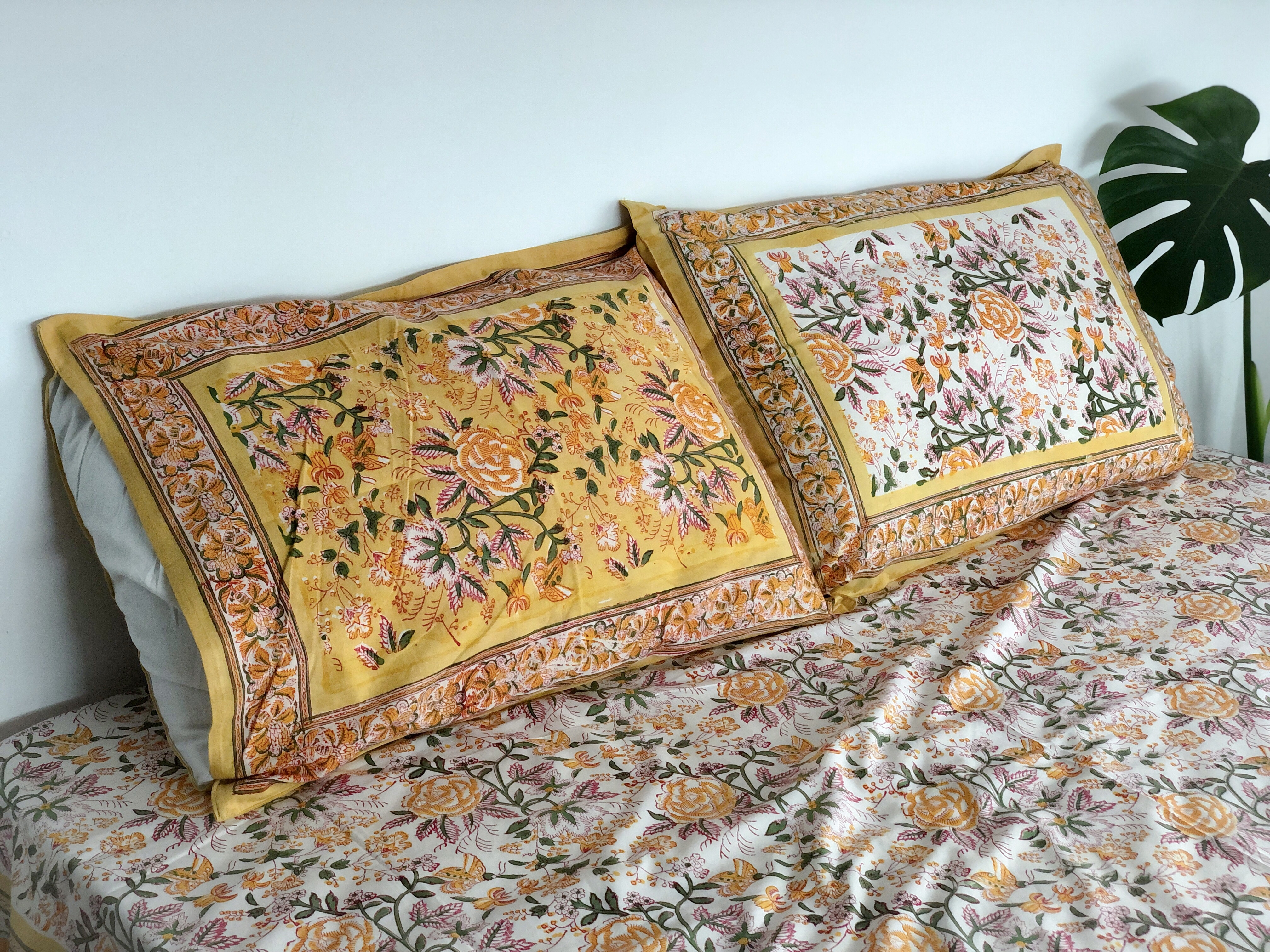 伊斯坦堡黃玫瑰  純棉蓋印枕套