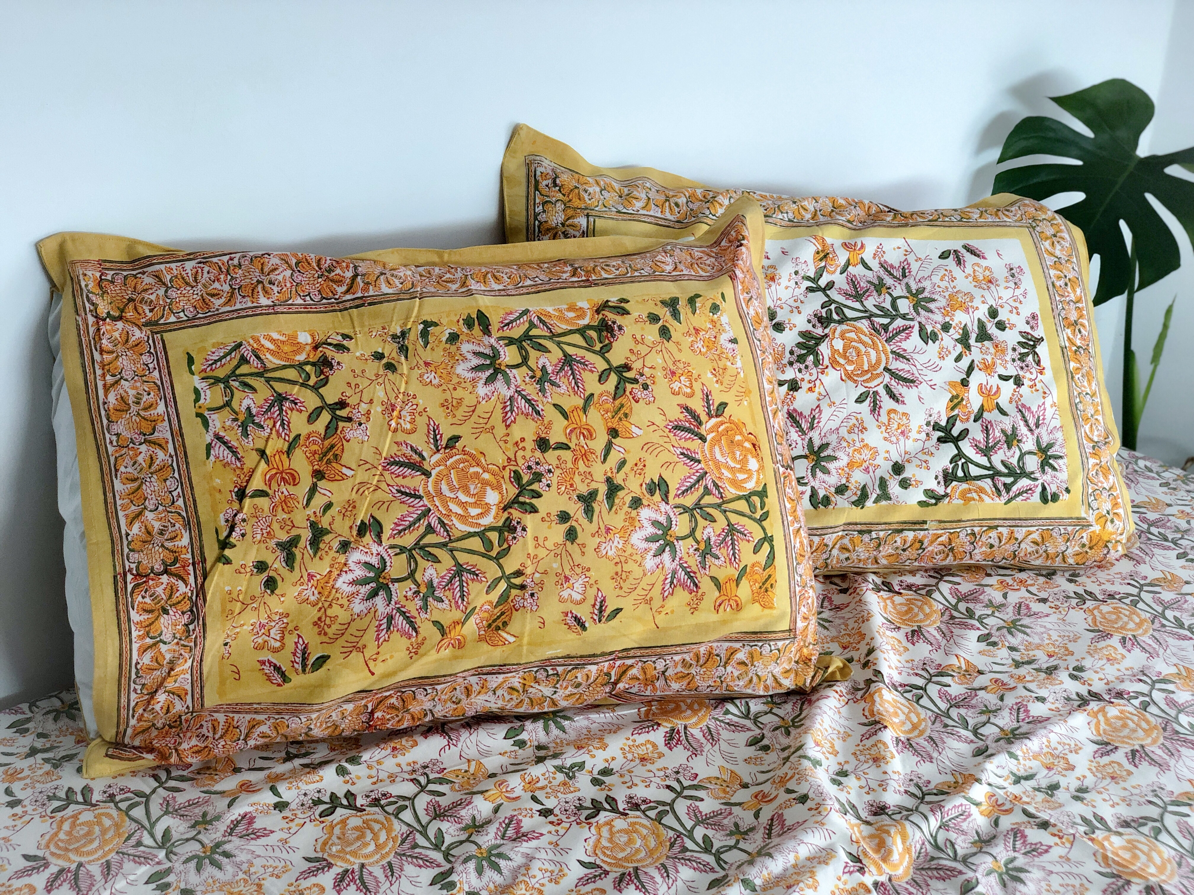 伊斯坦堡黃玫瑰  純棉蓋印枕套