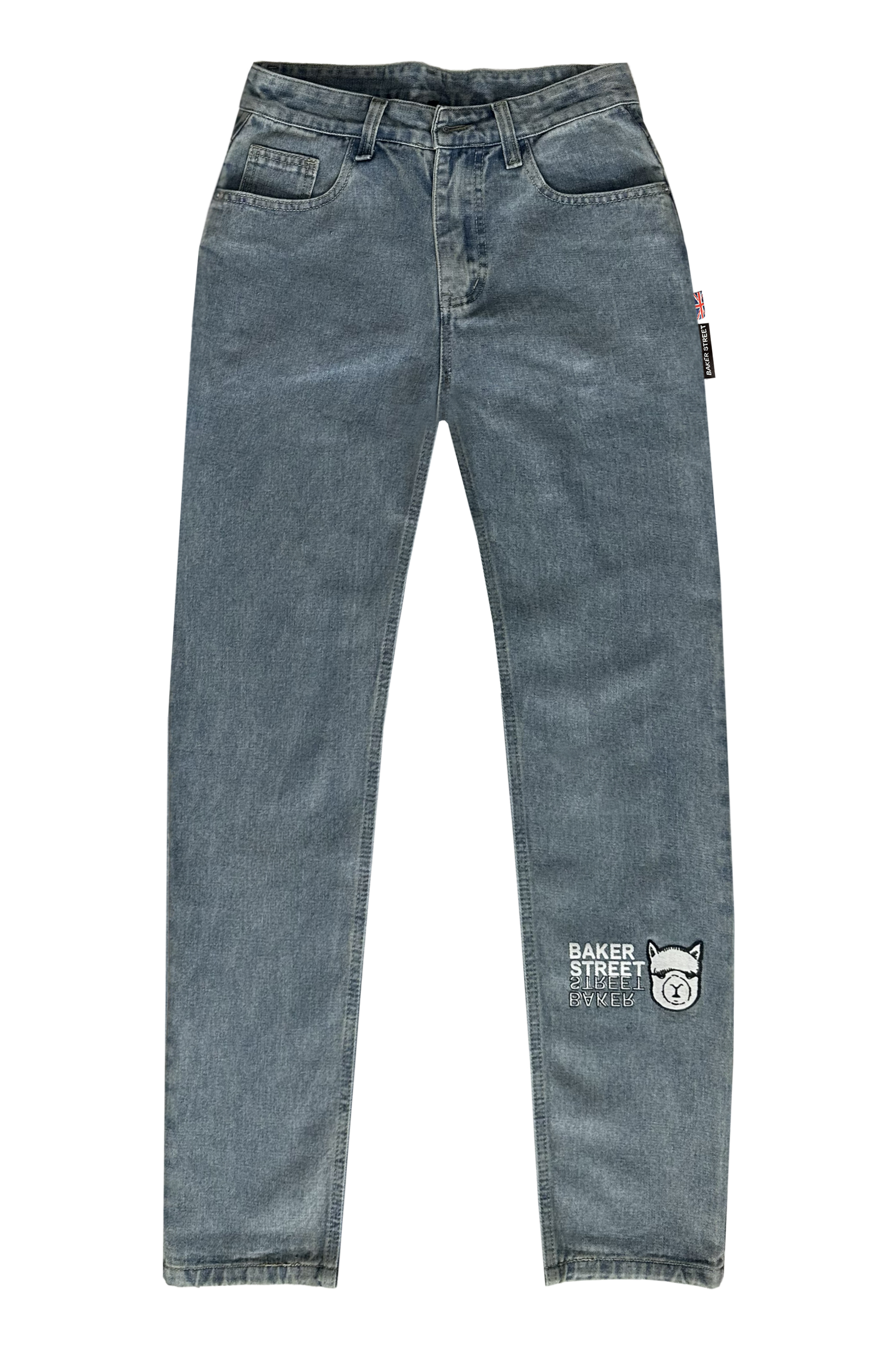 羊駝印花 直筒牛仔褲