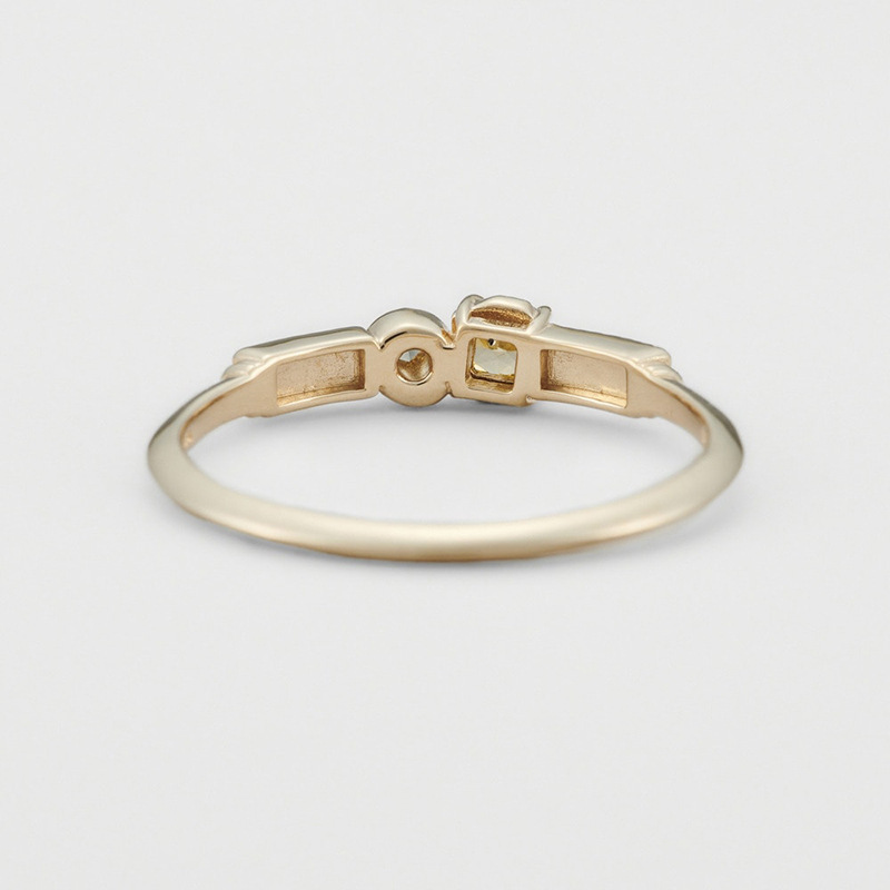 【輕奢】黎明之吻-14K金+925純銀黃晶白鋯戒指