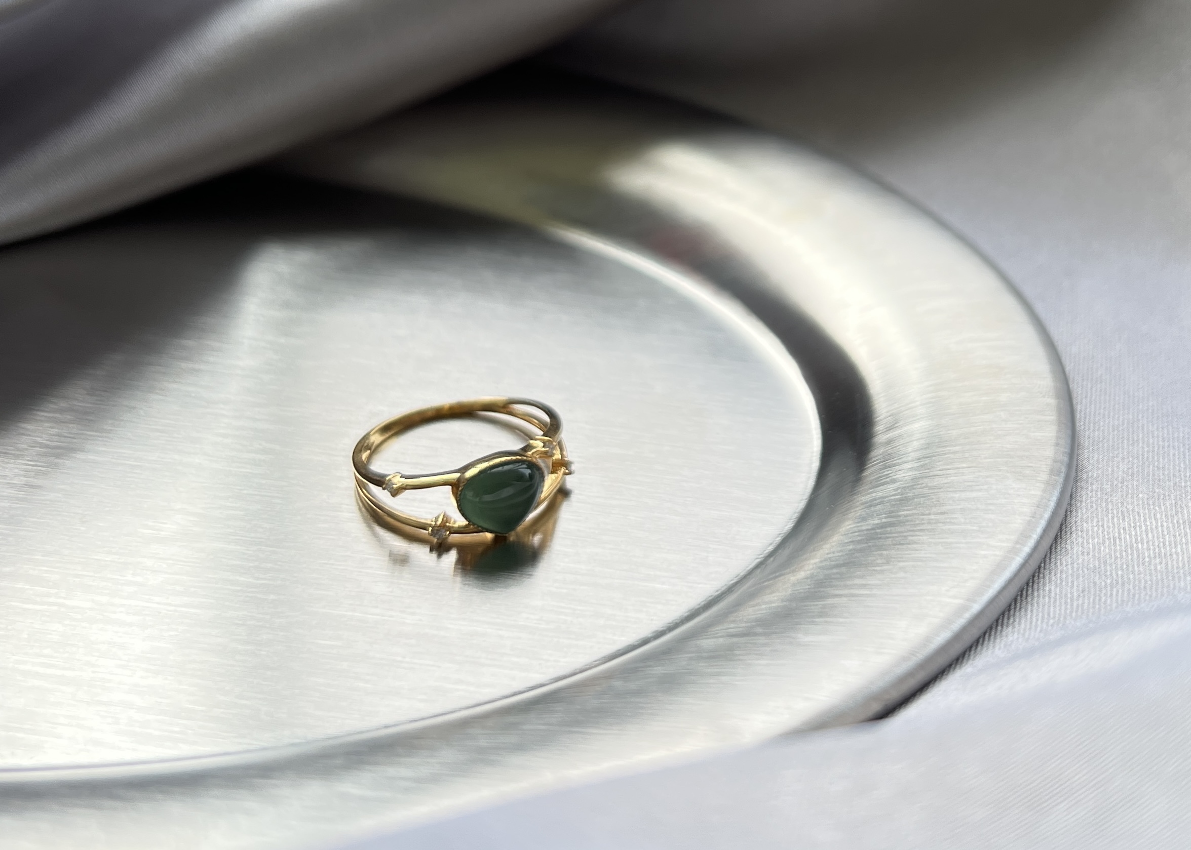 老藍水精品鑲嵌戒指18K