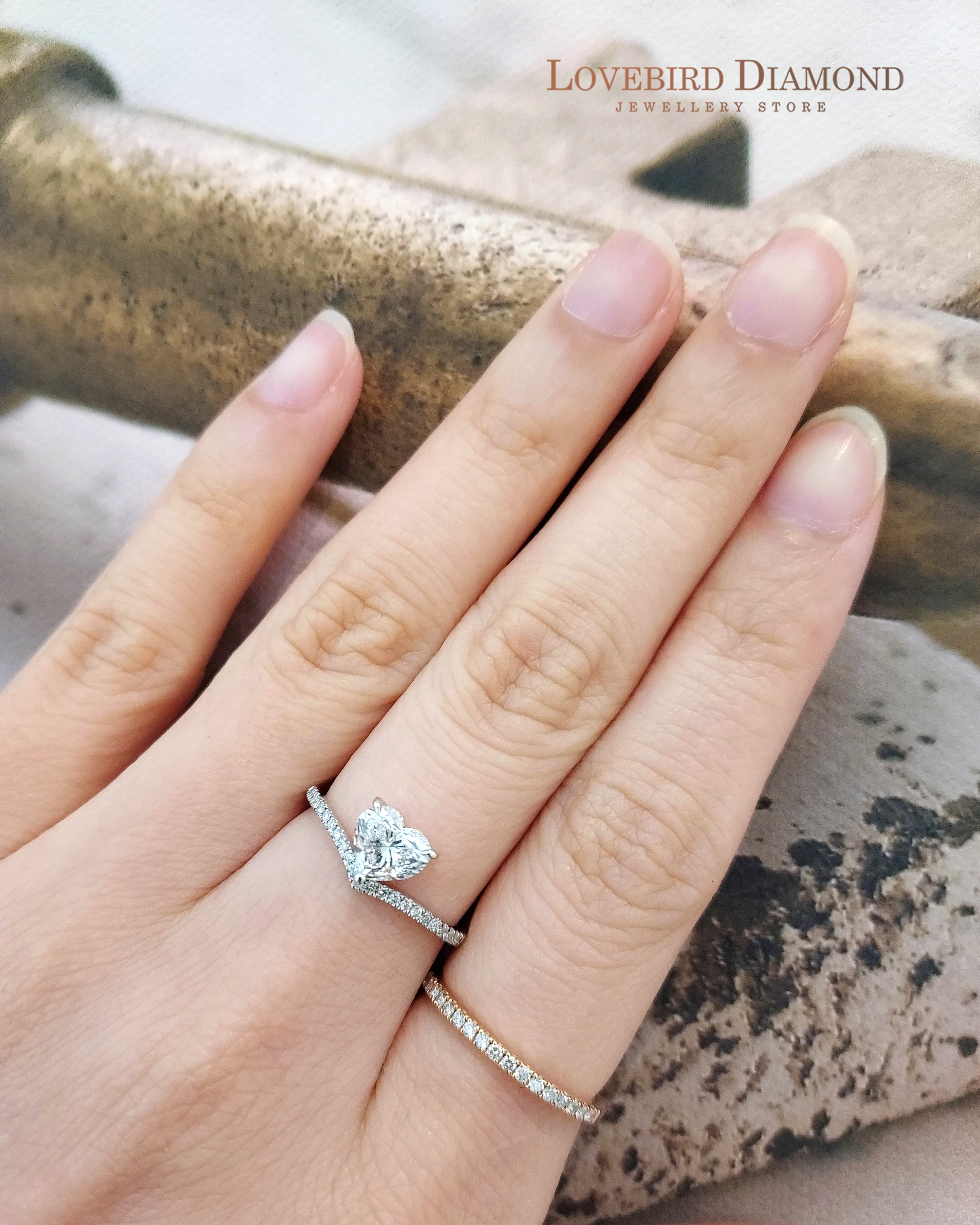 18K白金天然鑽石心型戒指托 (RS10H50004M)