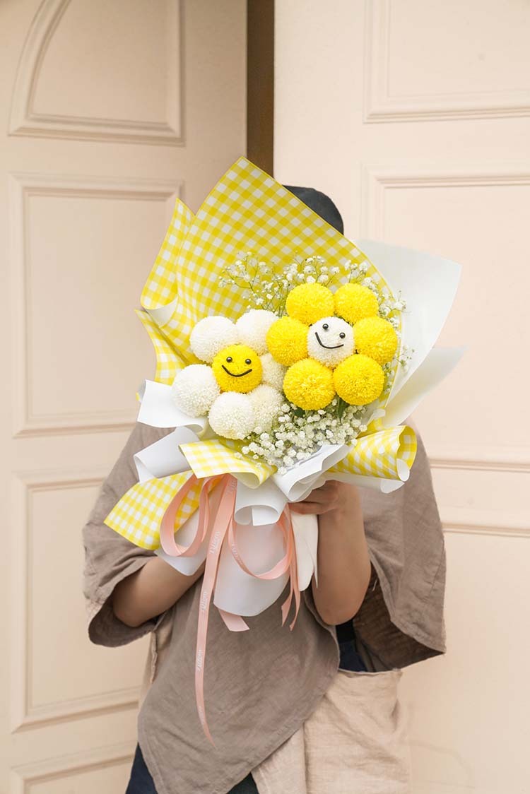 Smile！俏皮小太陽乒乓菊 鮮花束