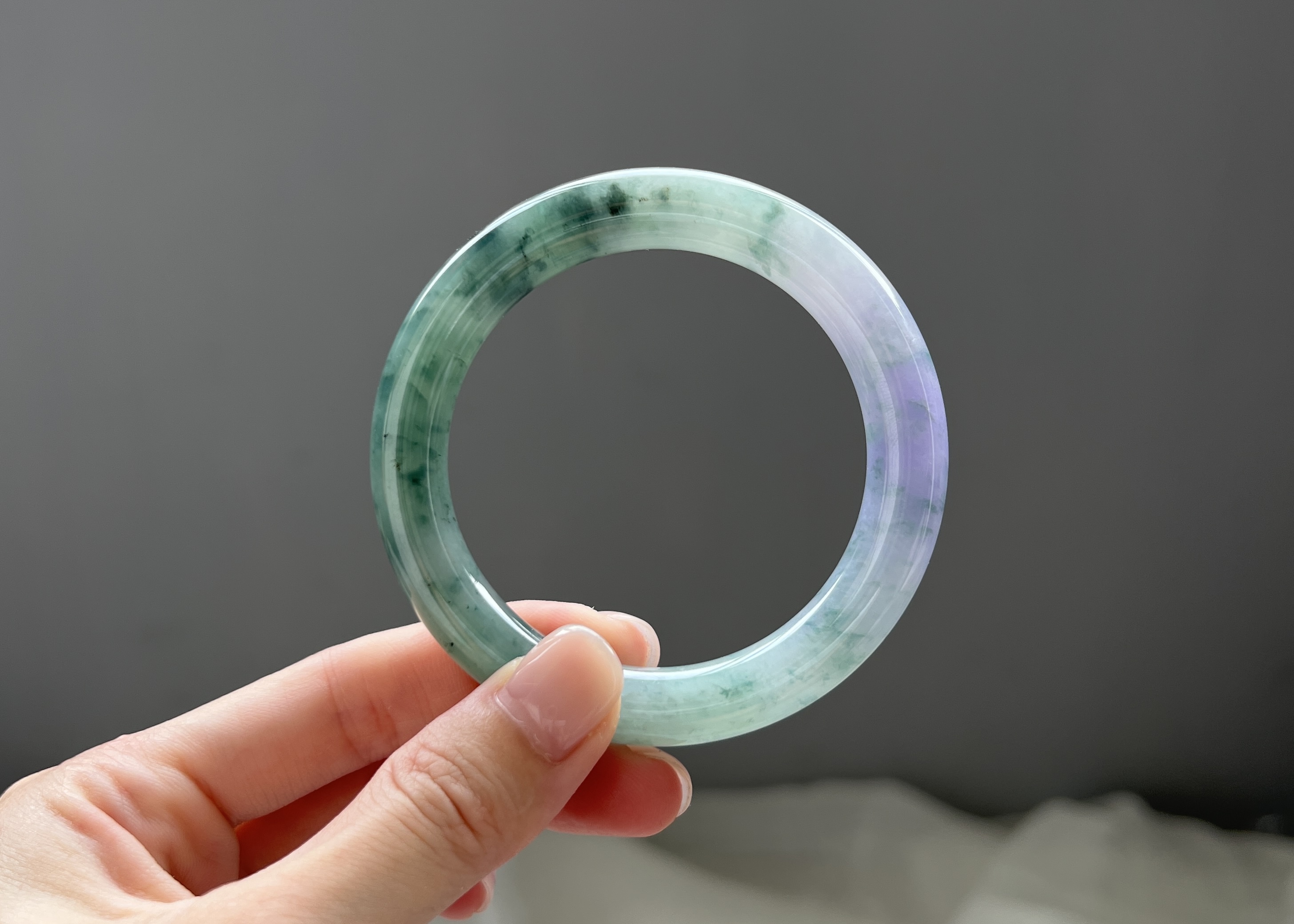 珍藏級紫翡綠花圓條