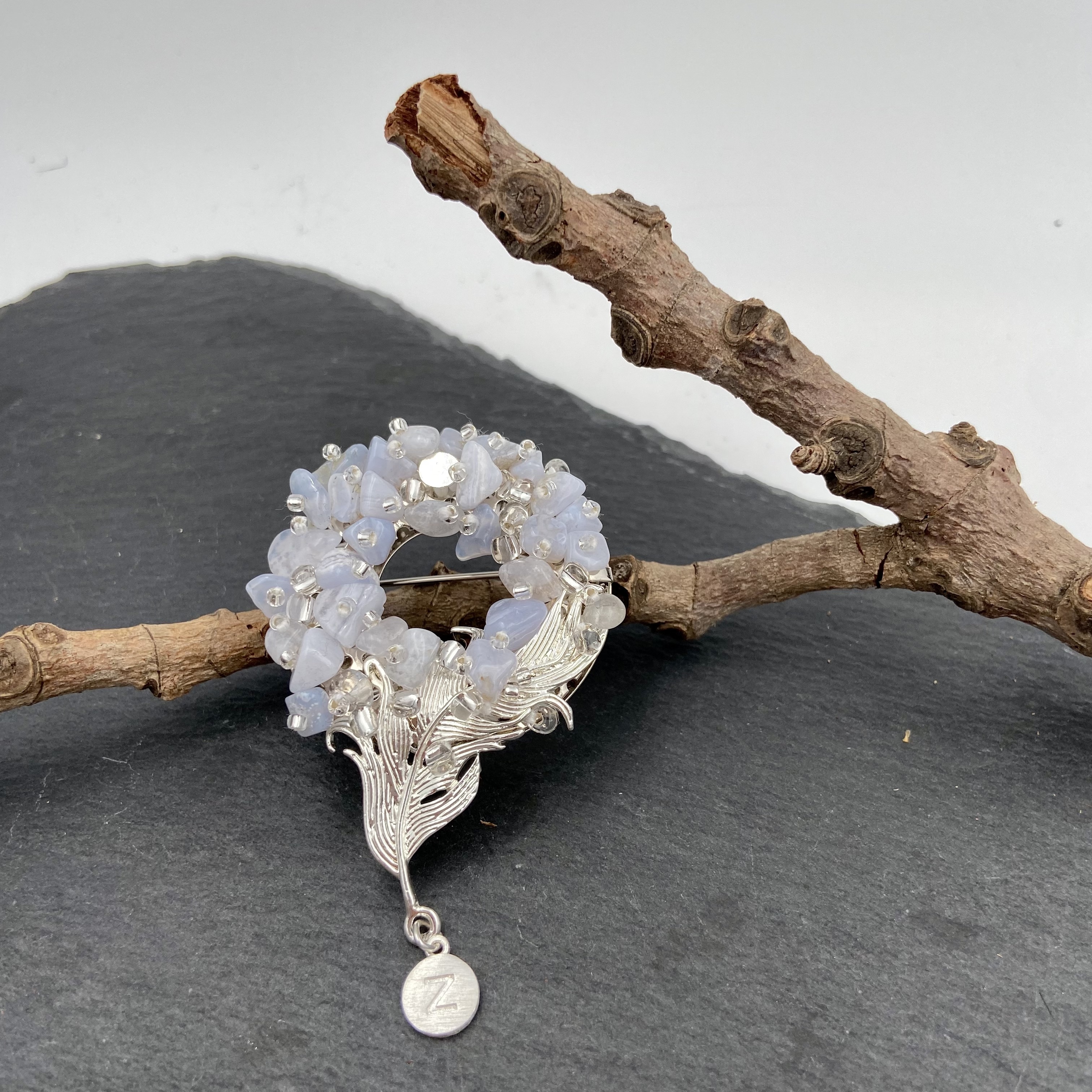Exquisite purple agate Brooch Japanese Style v4