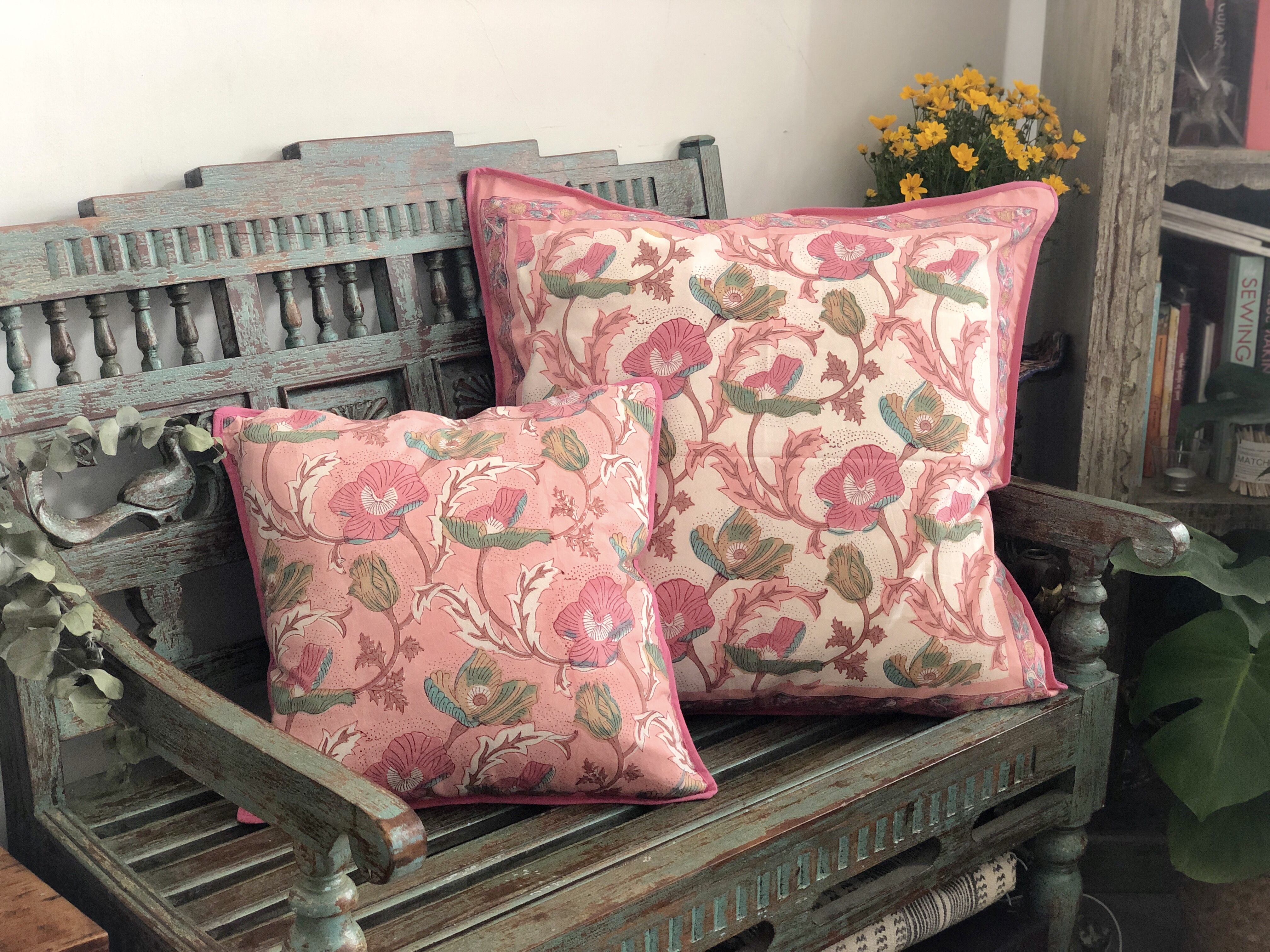 齋浦爾甜心  純棉蓋印抱枕套