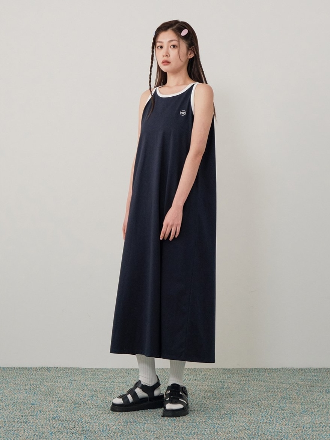 韓國代購 COVERNAT 女款無袖 背心長洋 連身洋裝 連身裙 休閒 黑 MAY-