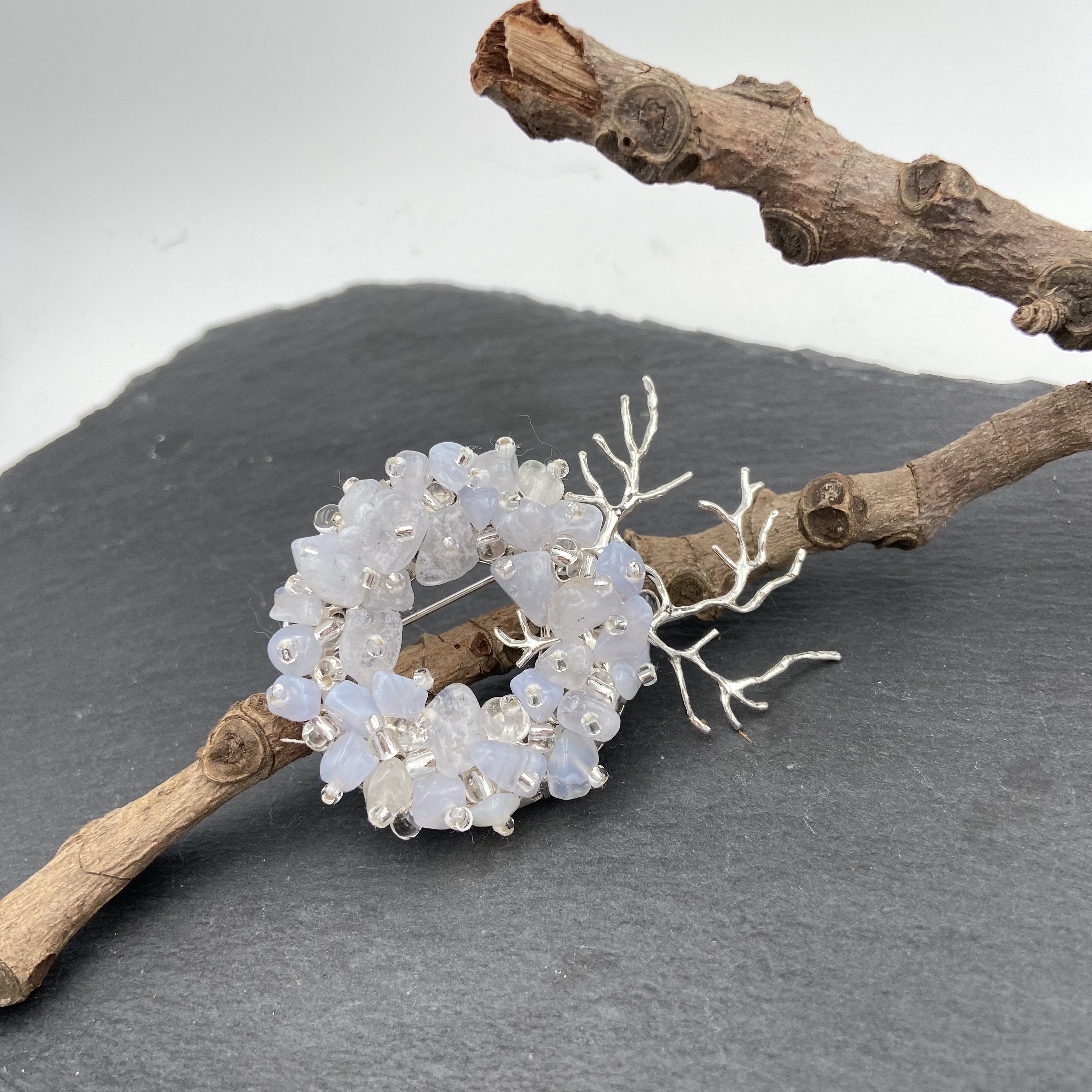 Exquisite purple agate Brooch Japanese Style v1