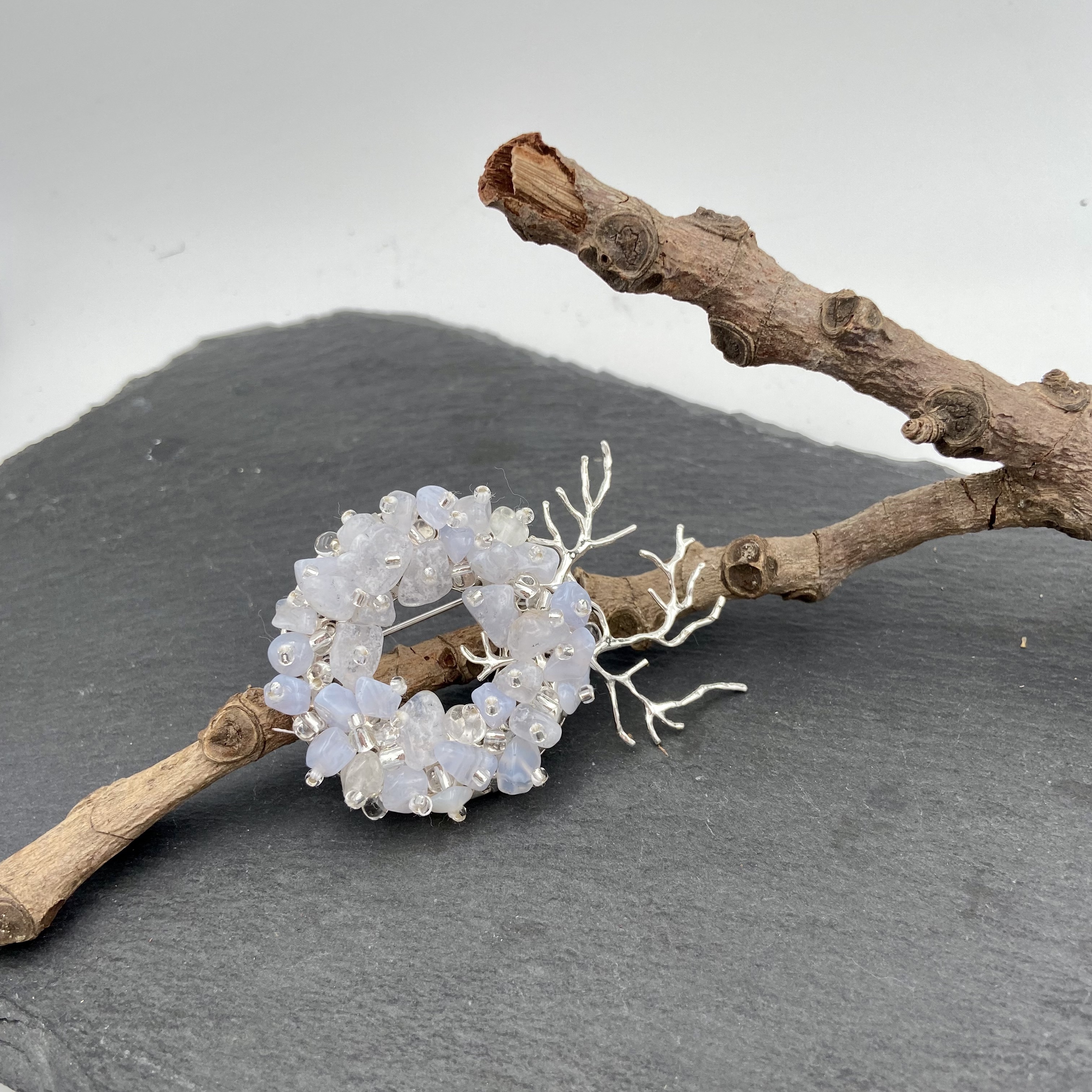 Exquisite purple agate Brooch Japanese Style v1
