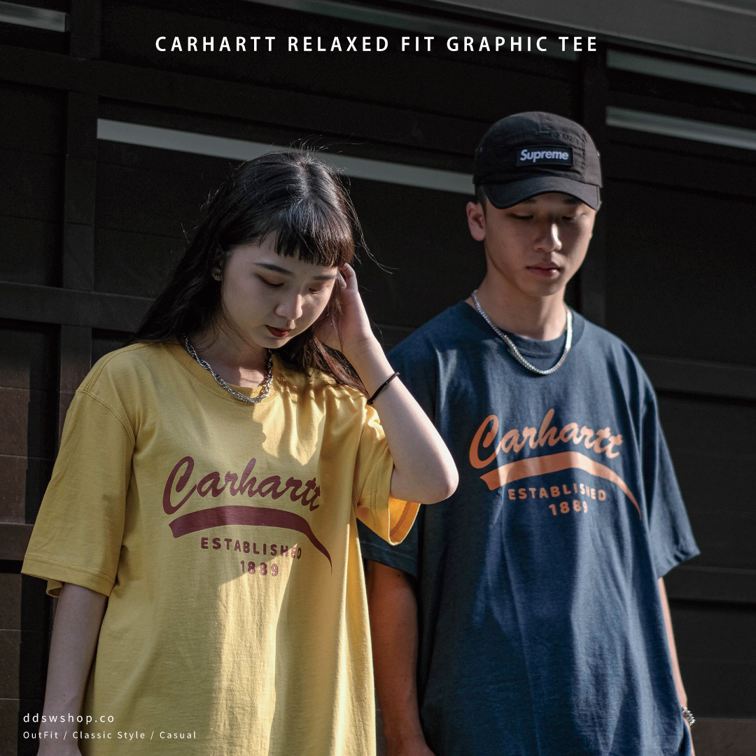 Carhartt 短袖 國外限定 胸前美式大Logo 黃色 海軍藍