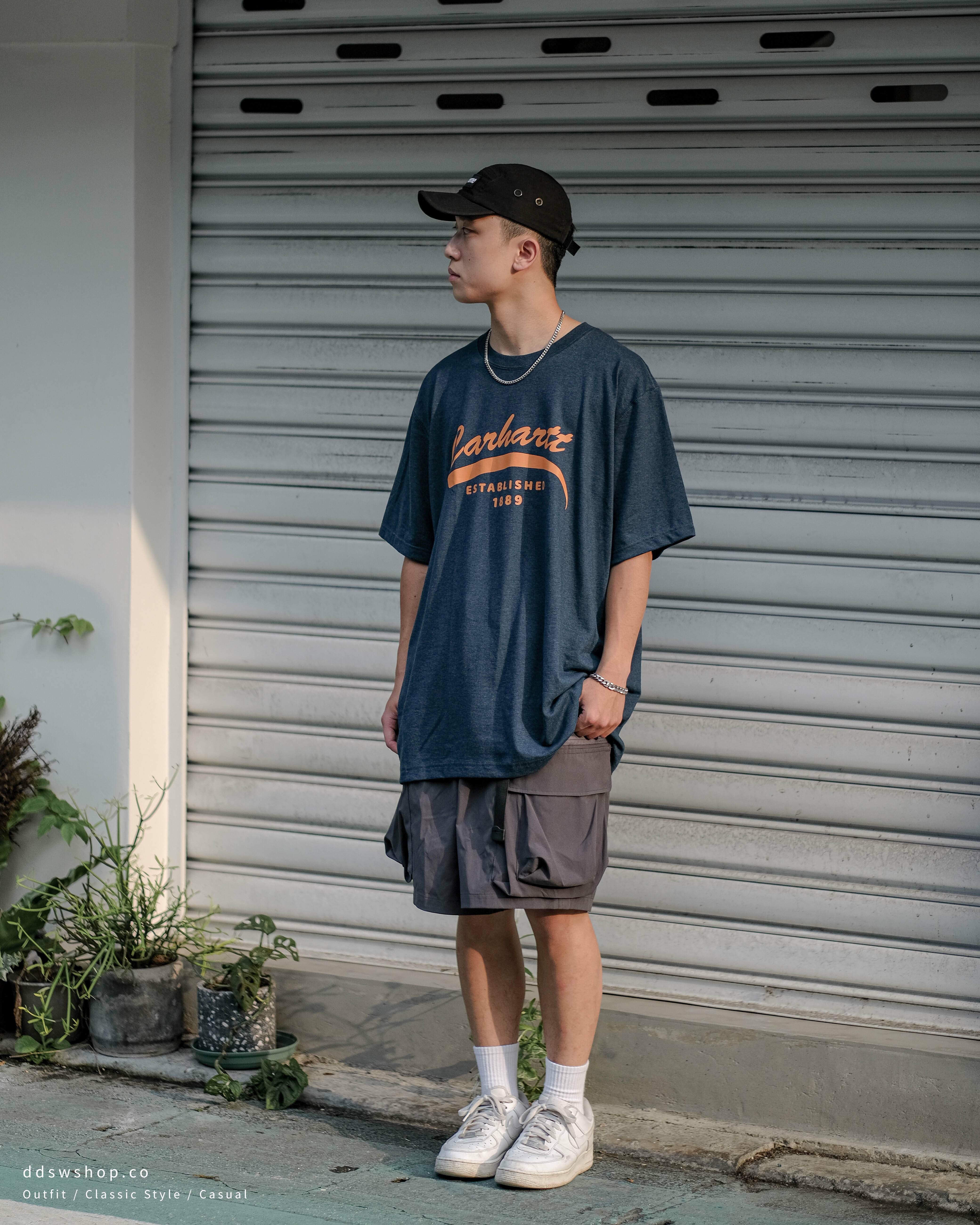 Carhartt 短袖 國外限定 胸前美式大Logo 黃色 海軍藍