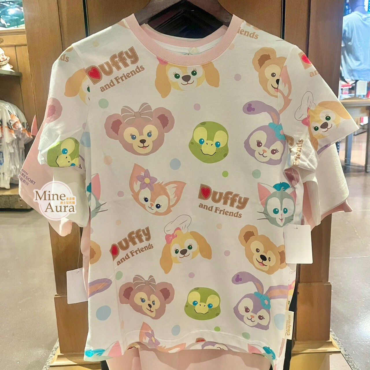 達菲 Duffy 和朋友們系列 滿版大頭圖案 上衣 短T -上海迪士尼樂園