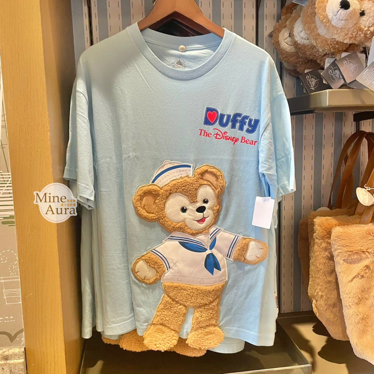 達菲 Duffy 水手服造型 絨毛貼布圖案造型 上衣 短T -上海迪士尼樂園