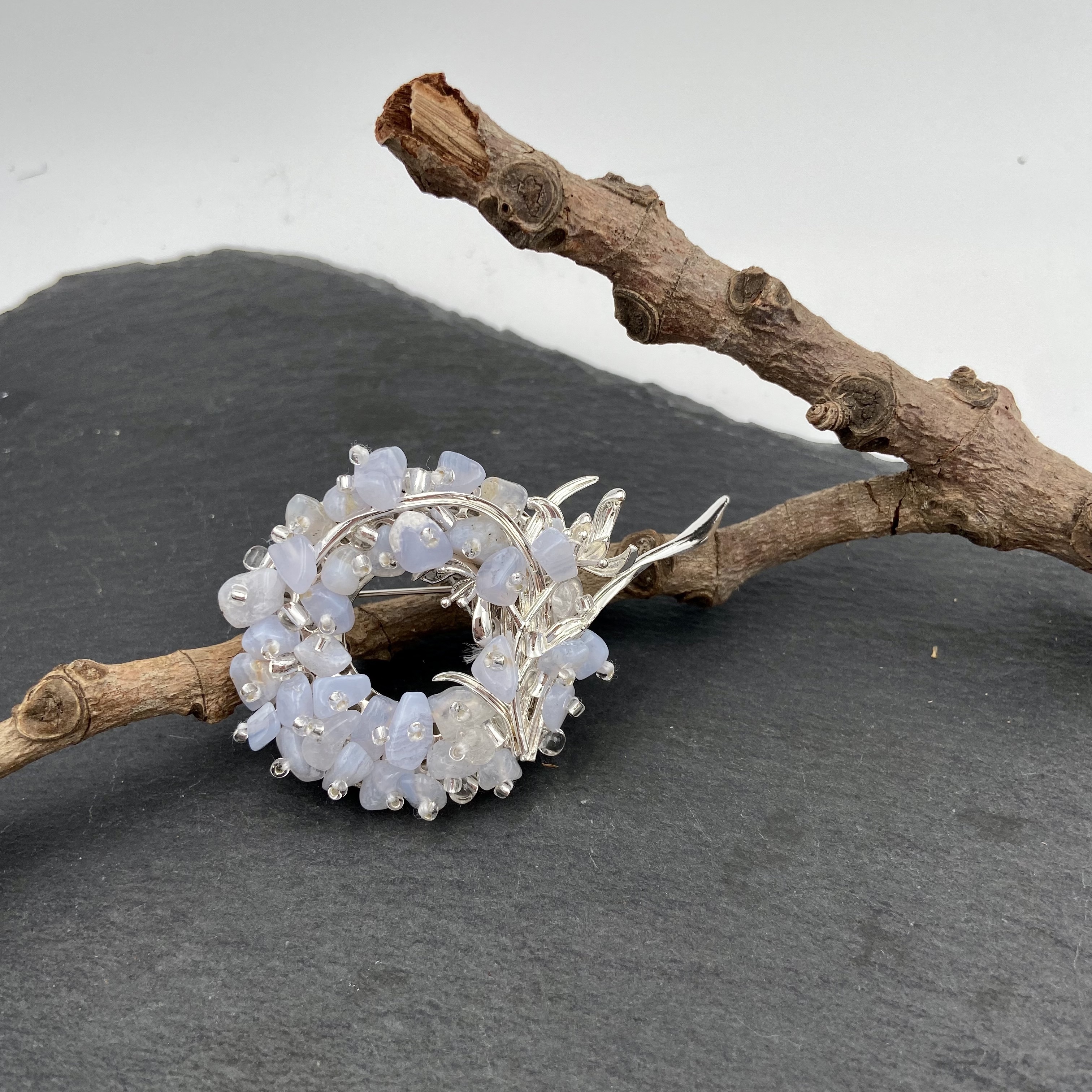 Exquisite purple agate Brooch Japanese Style v2