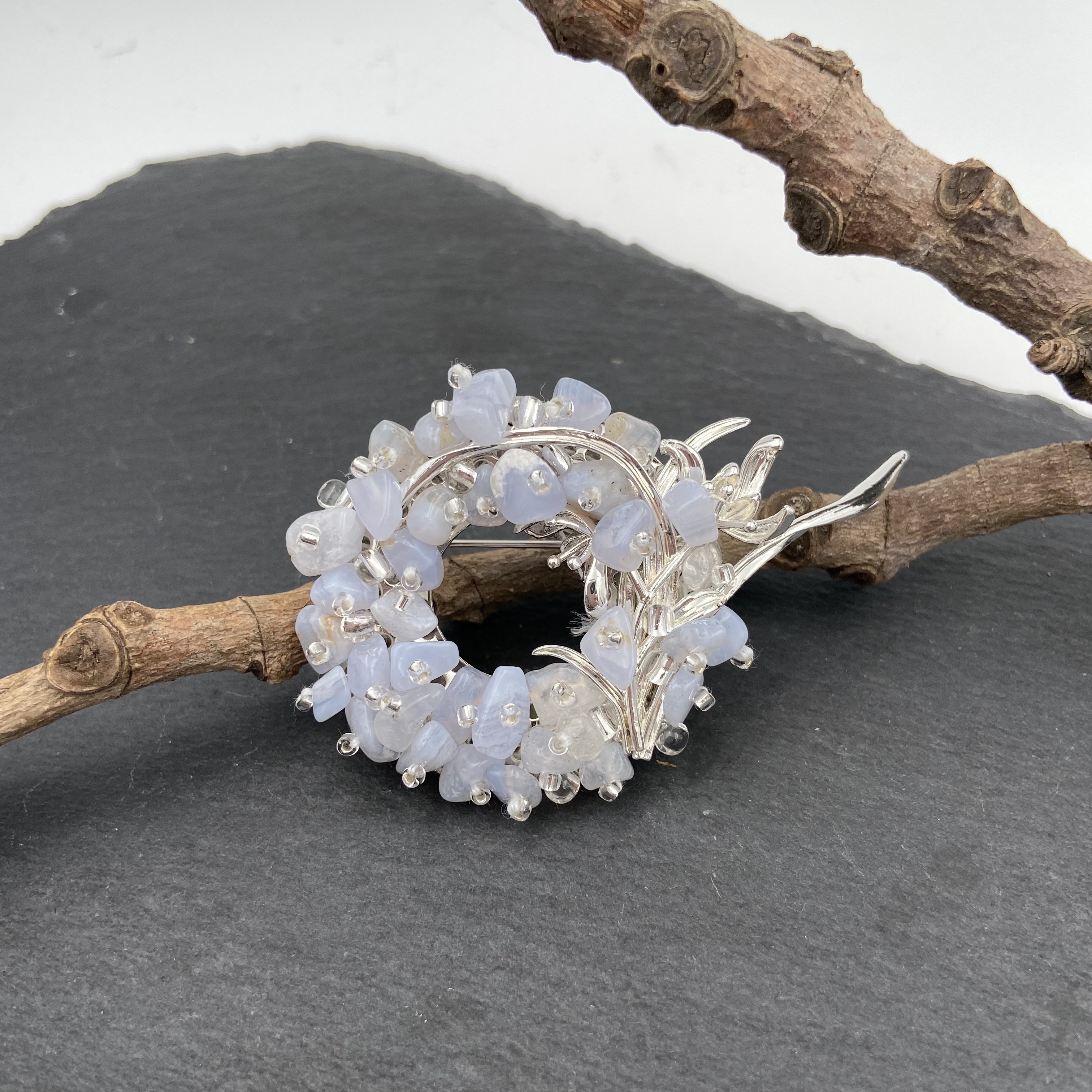 Exquisite purple agate Brooch Japanese Style v2