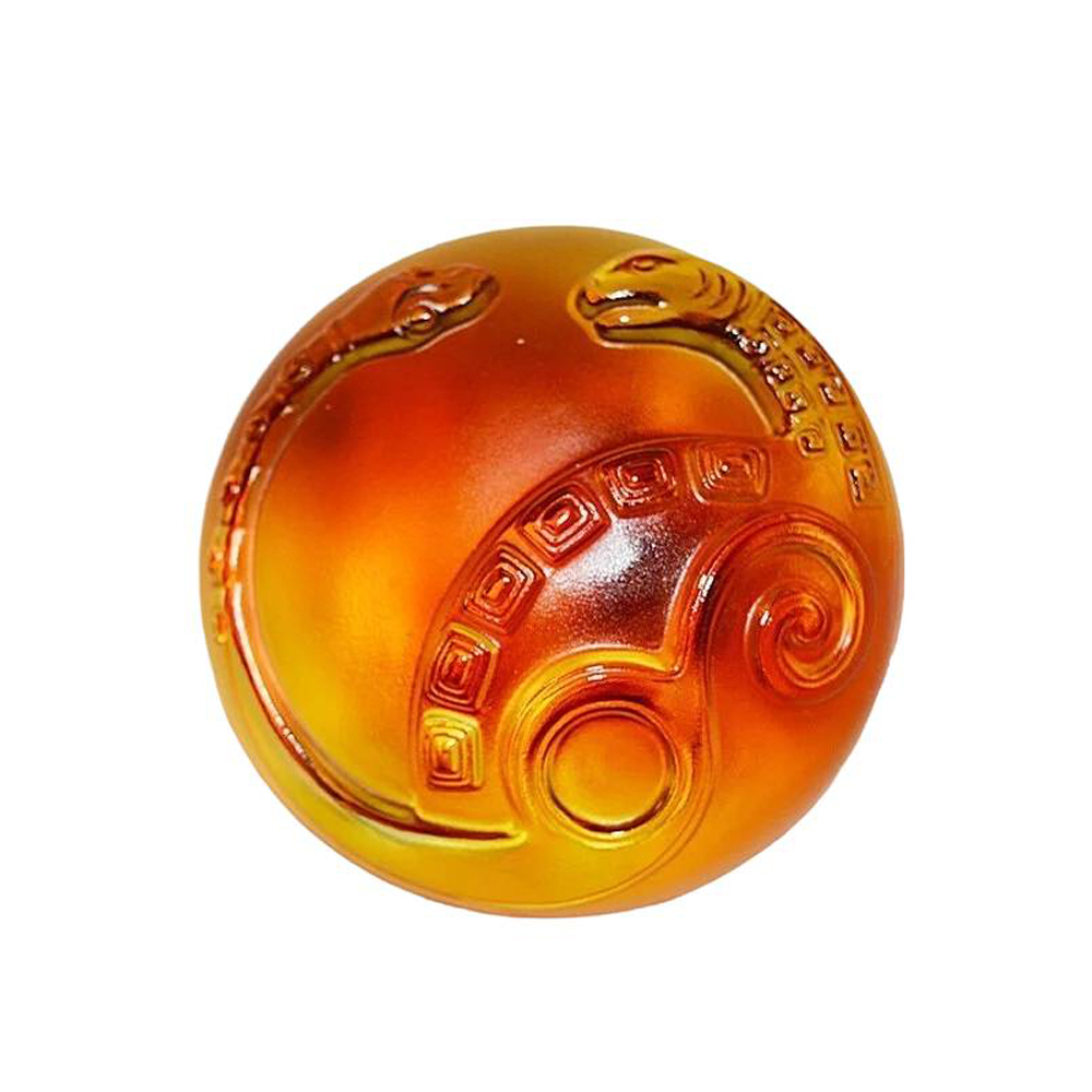 瑠璃置物。玄武文。美品。2005年作品。琉璃工坊。美術品。自家藏出。 LIULI 玄武，奇妙