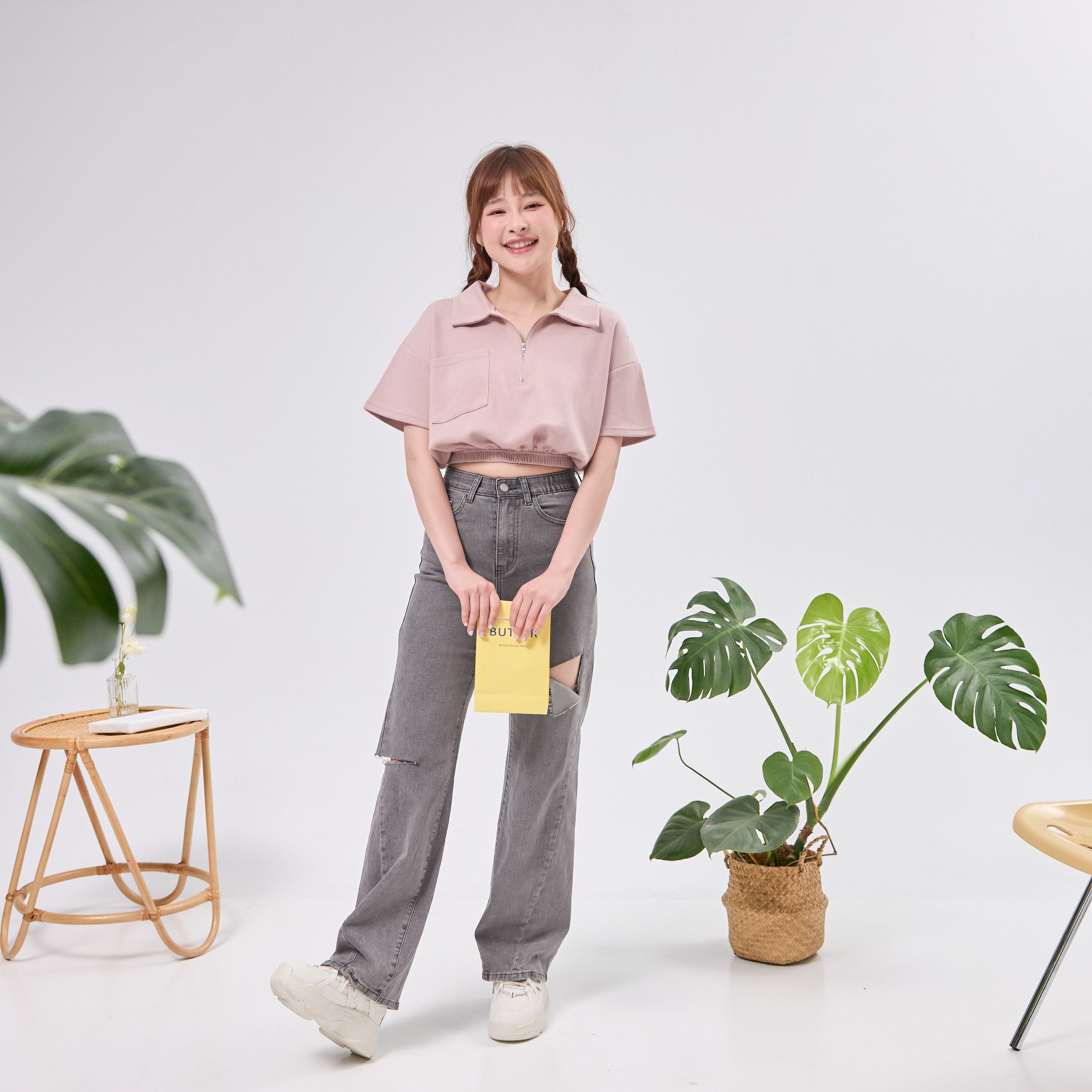 法朵Fado Shop｜兩側割破寬版褲 2549003 三色 S~XL