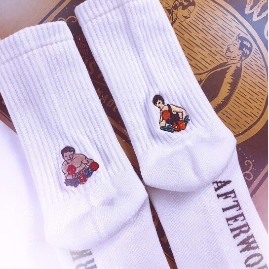 AFTER WORK 後腳跟刺繡襪系列-拳擊手