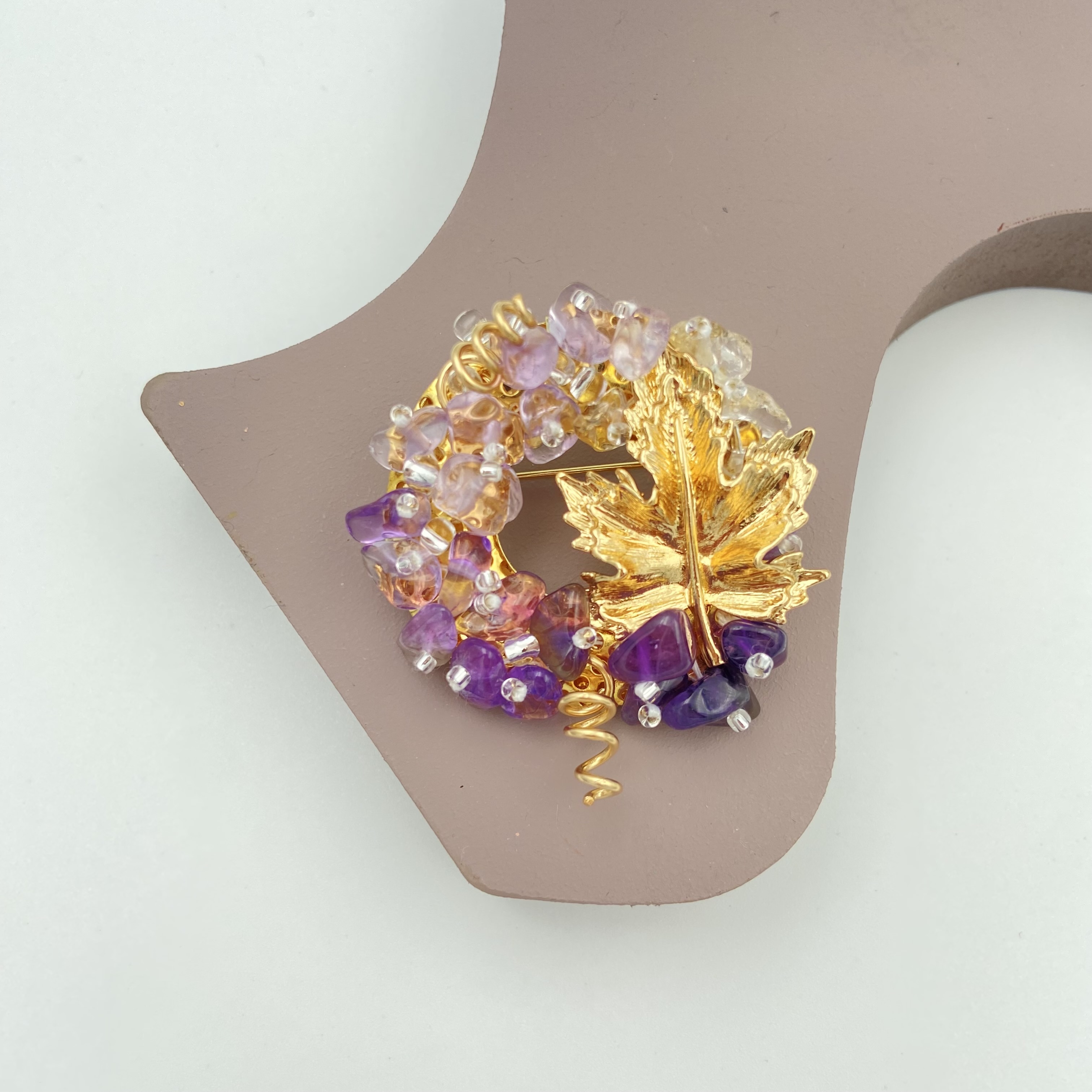 Exquisite Fluorite Brooch 【 Japanese Style Brooch】 Natural Fluorite Brooch v3
