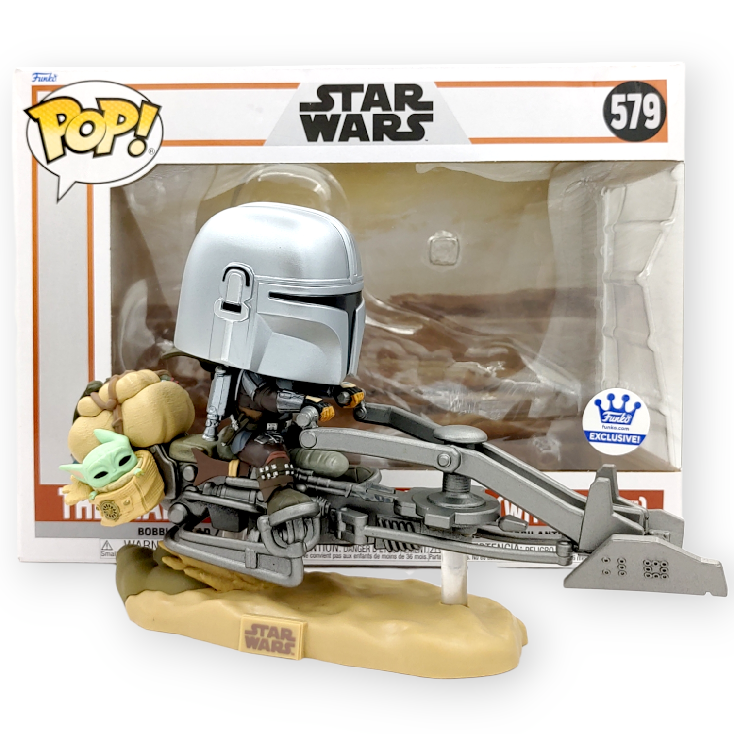 FUNKO POP<星球大戰-曼達洛人>曼達洛人與尤達BB(飛行電單車)[場景]-NO.579