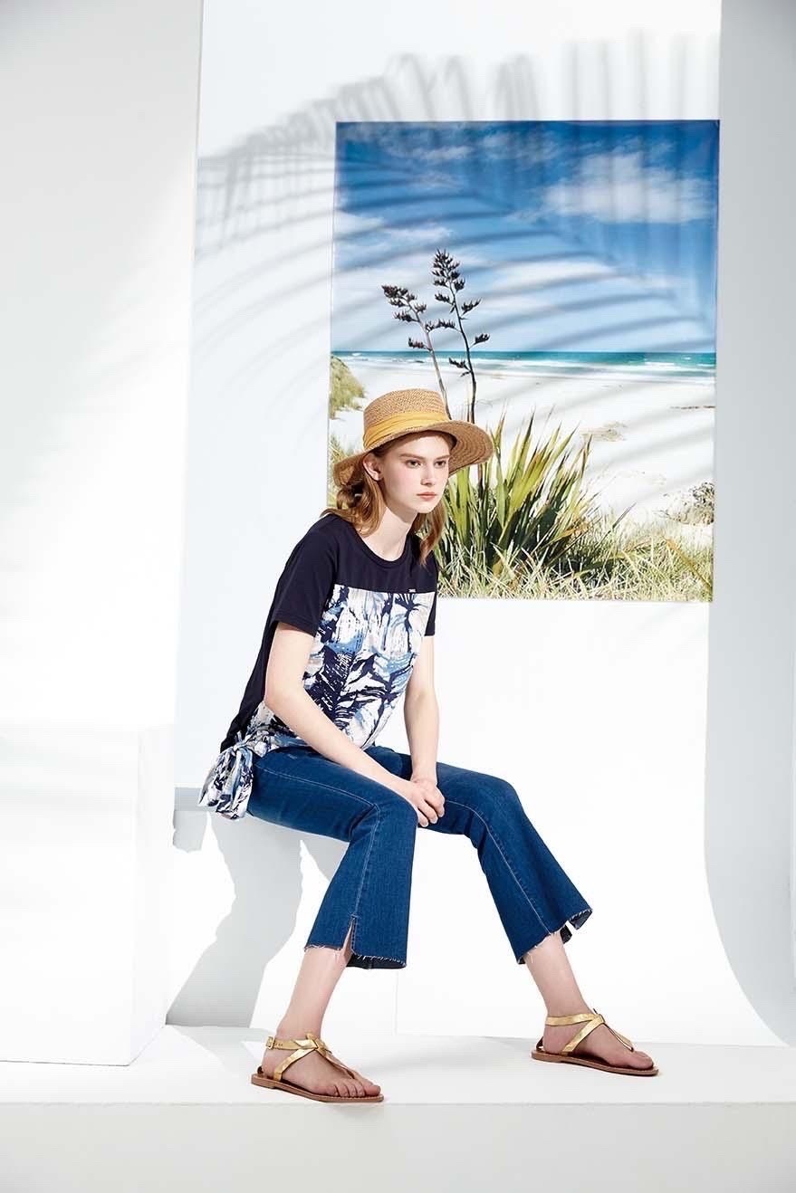 時尚開叉修身顯瘦九分牛仔喇叭褲S6201