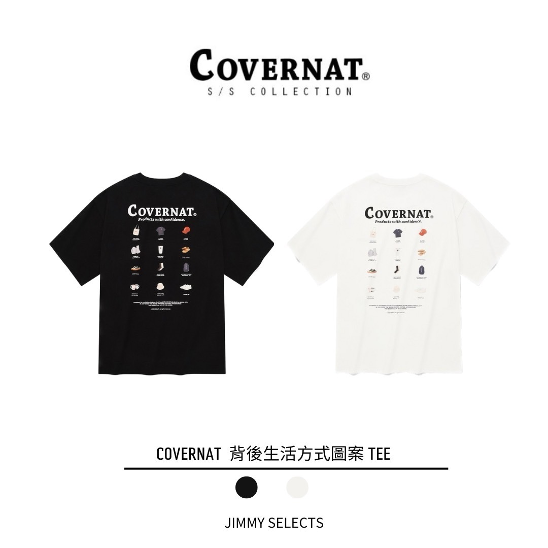 韓國代購 COVERNAT 背後生活方式 圖案 拼貼 短袖 上衣 TEE 黑/白 MAY-