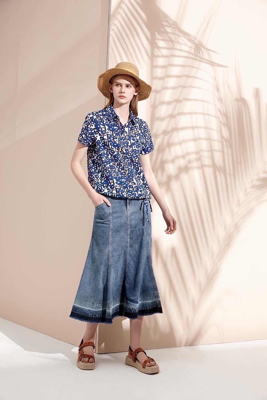 時尚修身顯瘦八片魚尾牛仔長裙S6221