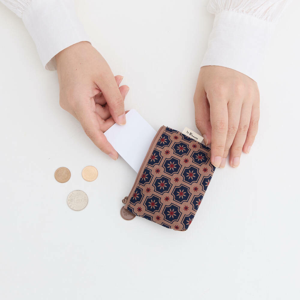 Zipper Mini Purse/Old Ceramic Tile No.2/Antique Dark Blue