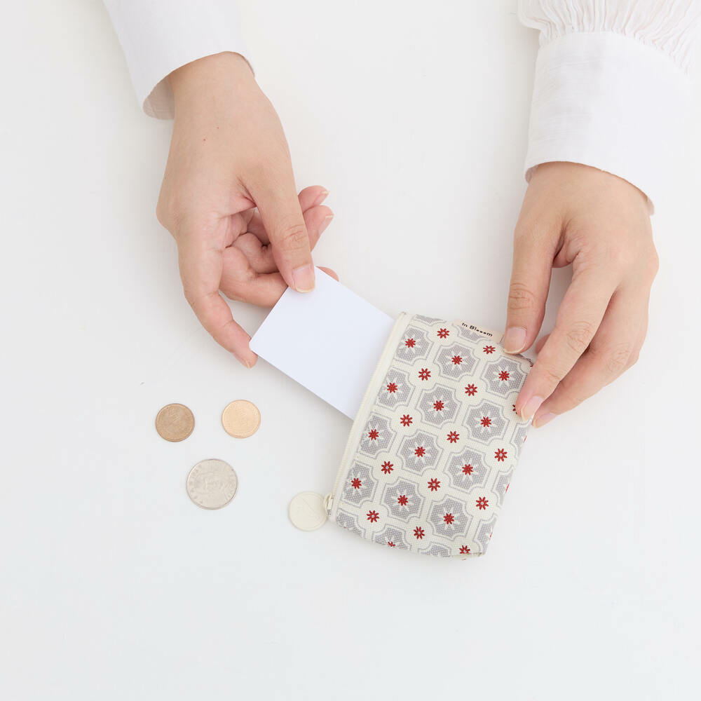 Zipper Mini Purse/Old Ceramic Tile No.2/Ash Grey