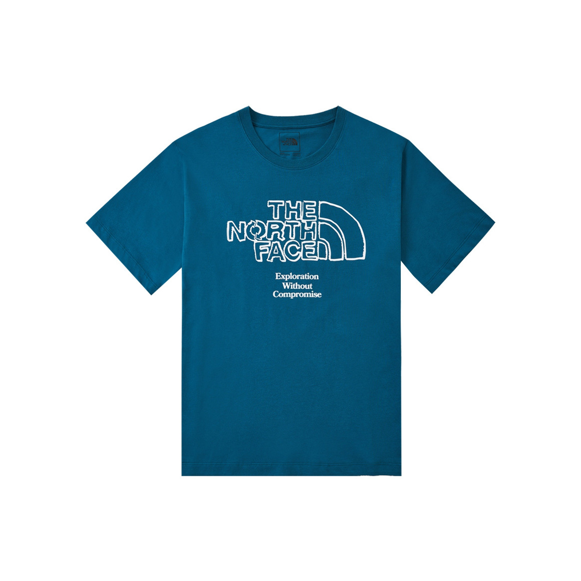 -(B012)-THE NORTH FACE M S/S ECO BRAND TEE 環保 空心LOGO 標語T-NF0A81MX 藍綠色(EFS)/白色(FN4)