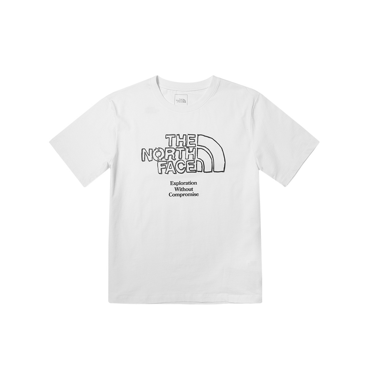 -(B012)-THE NORTH FACE M S/S ECO BRAND TEE 環保 空心LOGO 標語T-NF0A81MX 藍綠色(EFS)/白色(FN4)