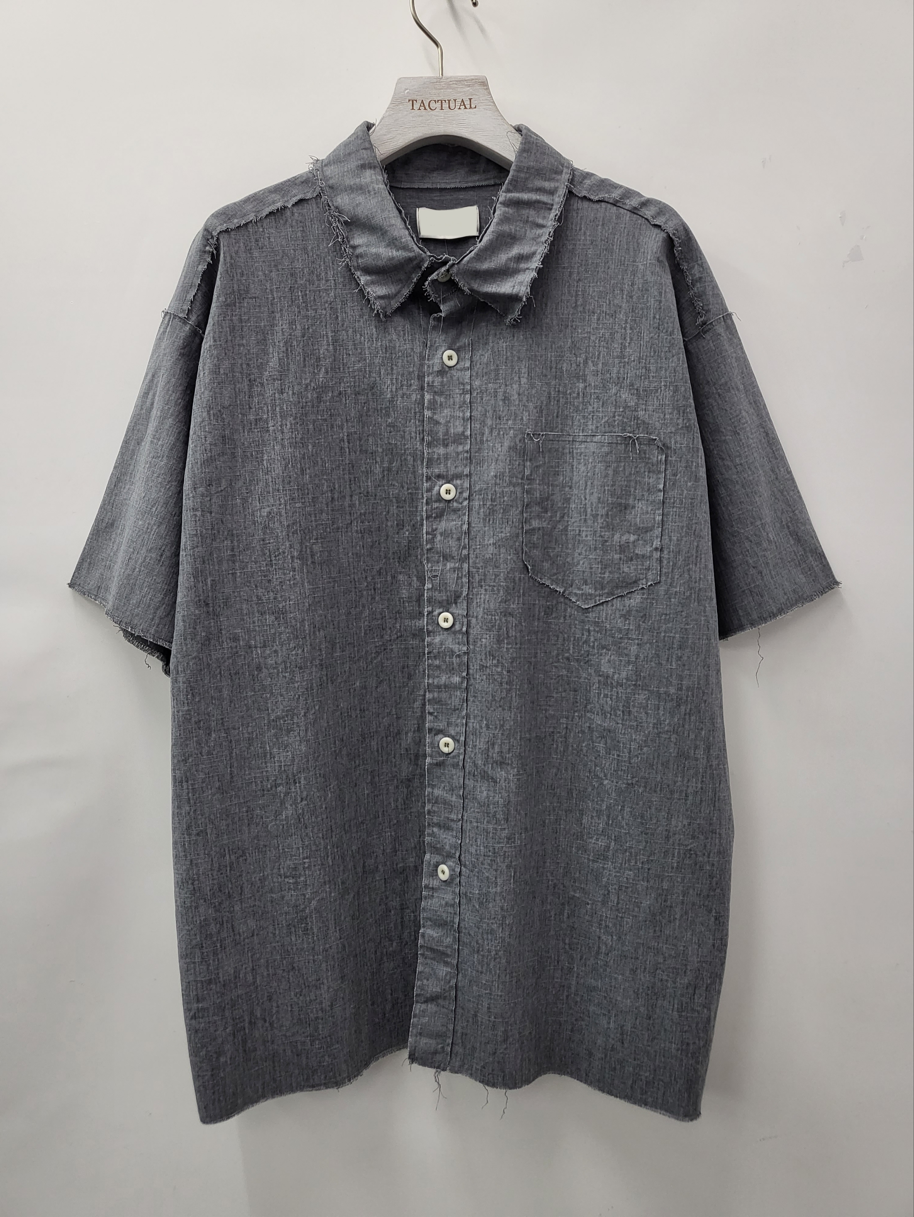 淨色牛仔破邊短袖恤衫 S2036