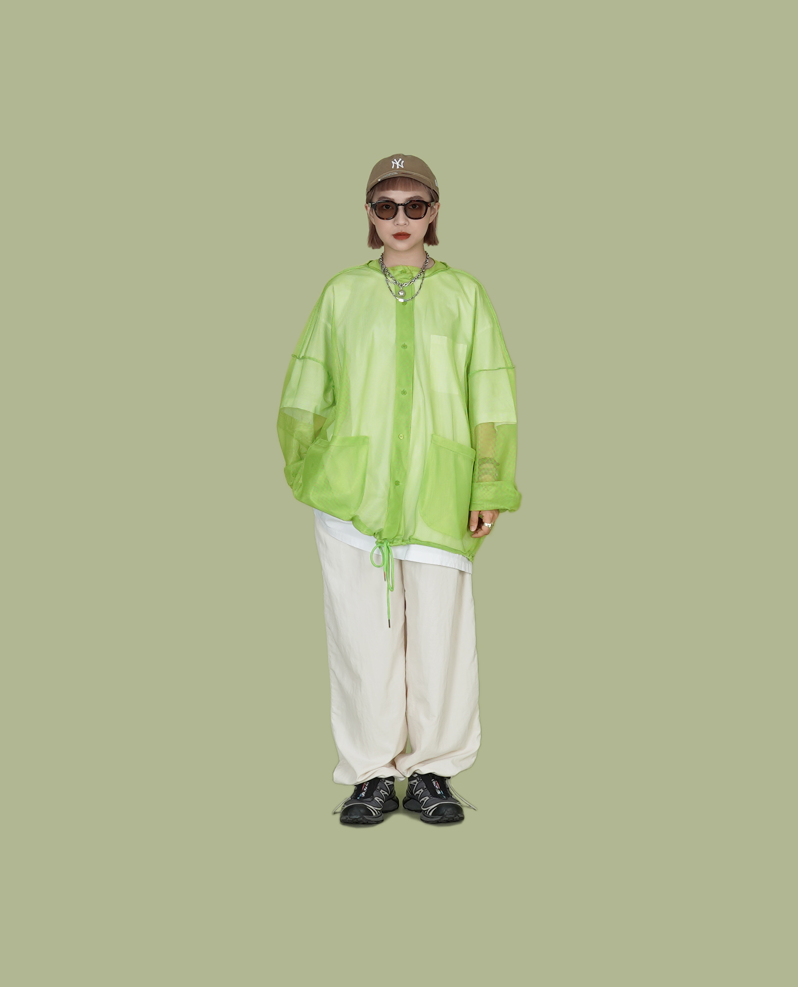 O.POism 歐波医生雙口袋洞洞反車襯衫