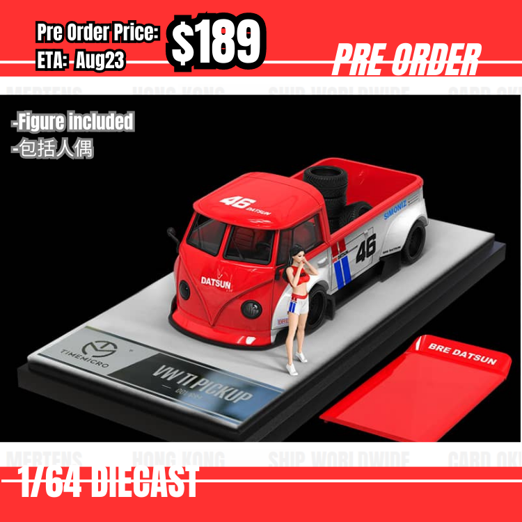 Pre Order-$189 Time Micro 1:64 Volkswagen T1 Pick Up BRE w/figrue [OD27/05]