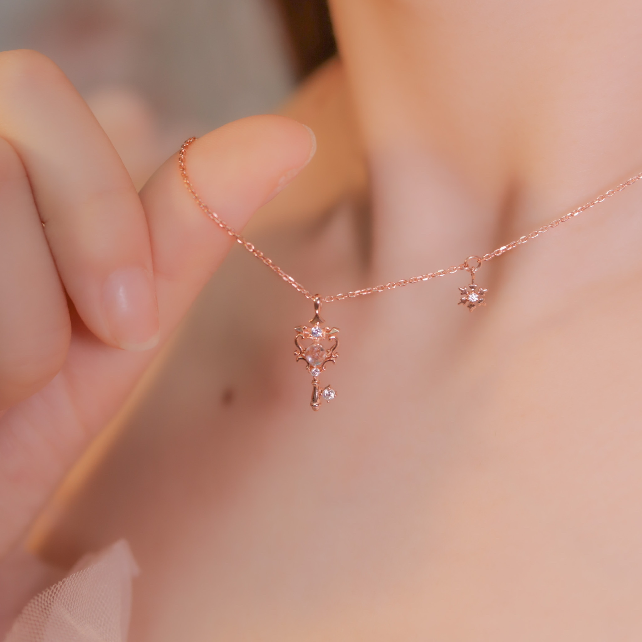 | 925純銀・厚鍍玫瑰金 | 城堡鑰匙項鍊 | NE0796 |