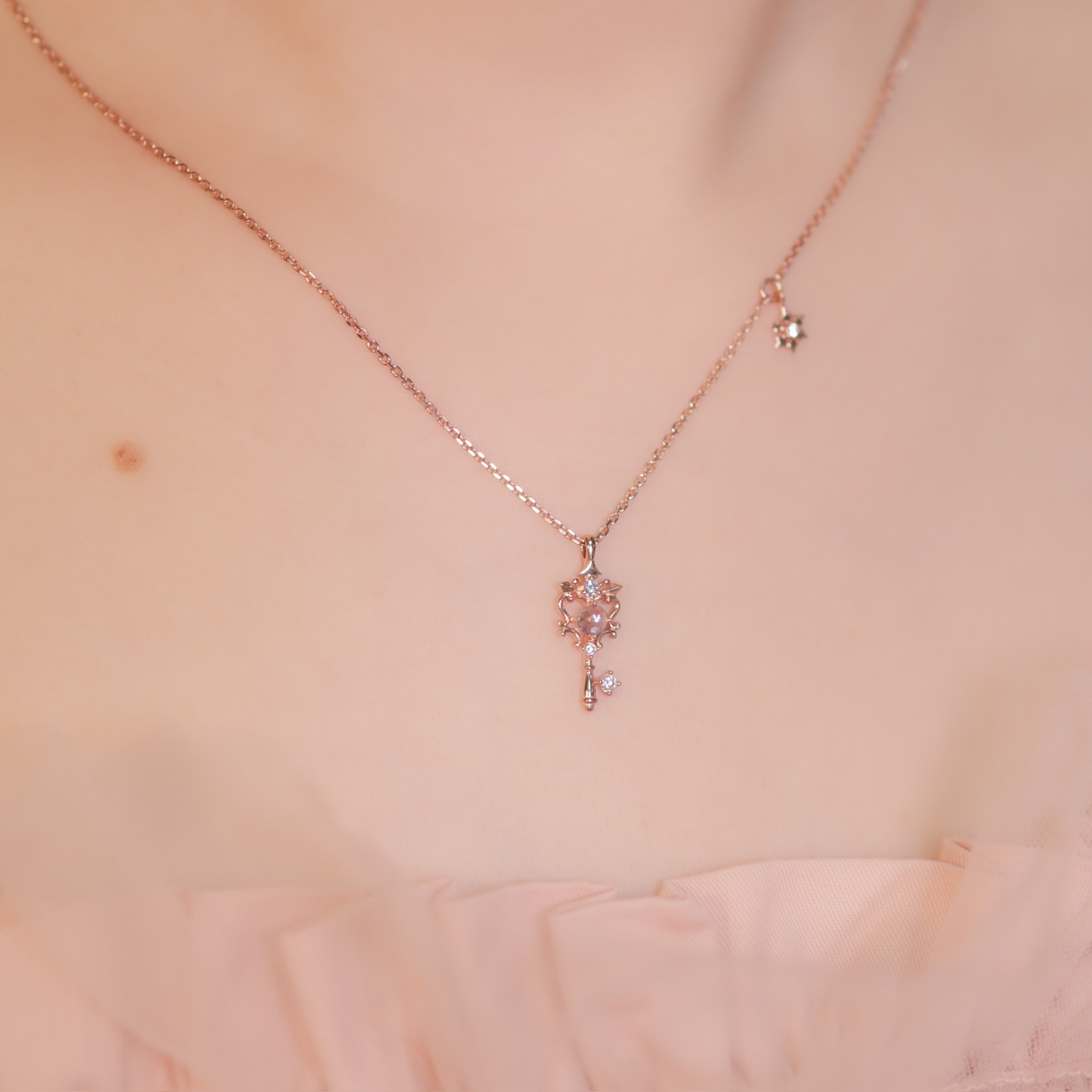 | 925純銀・厚鍍玫瑰金 | 城堡鑰匙項鍊 | NE0796 |