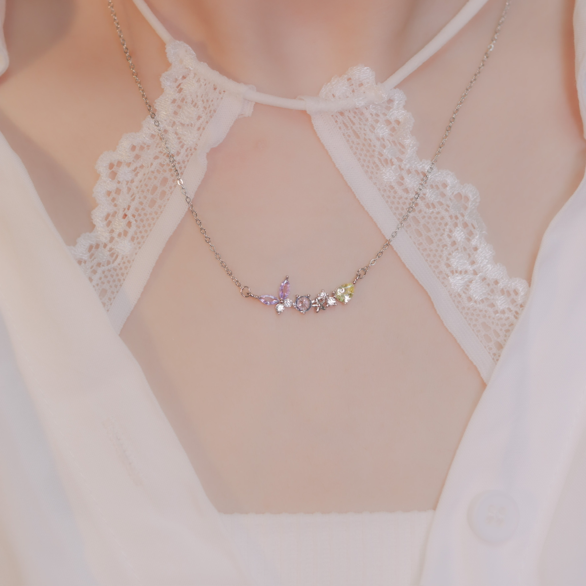 | 925純銀・白金・ 玫瑰金 | 傳遞小浪漫項鍊 (銀/玫瑰金) | NE0818 |