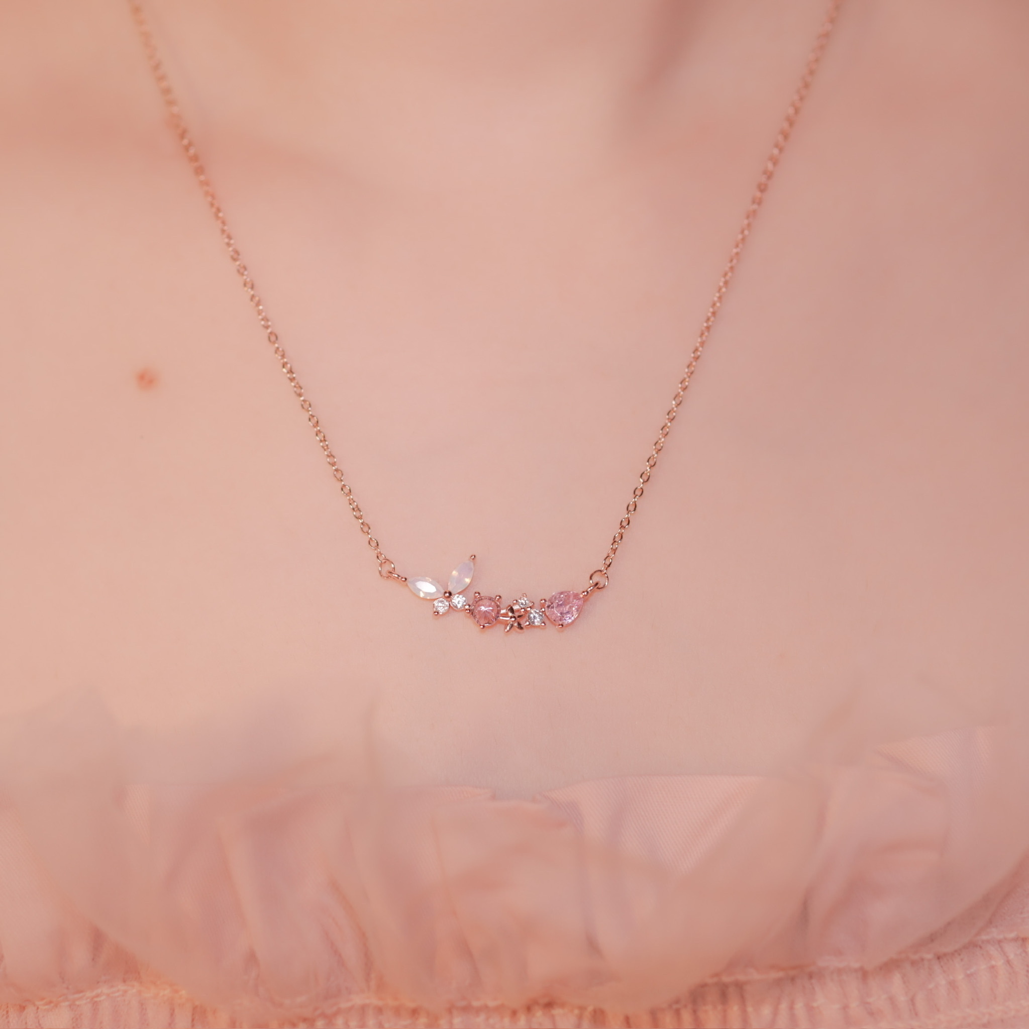 | 925純銀・白金・ 玫瑰金 | 傳遞小浪漫項鍊 (銀/玫瑰金) | NE0818 |