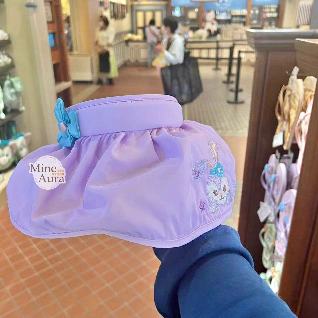 史黛拉露 星黛露 StellaLou  刺繡大頭 藍色花朵造型 遮陽帽 帽子 -上海迪士尼樂園