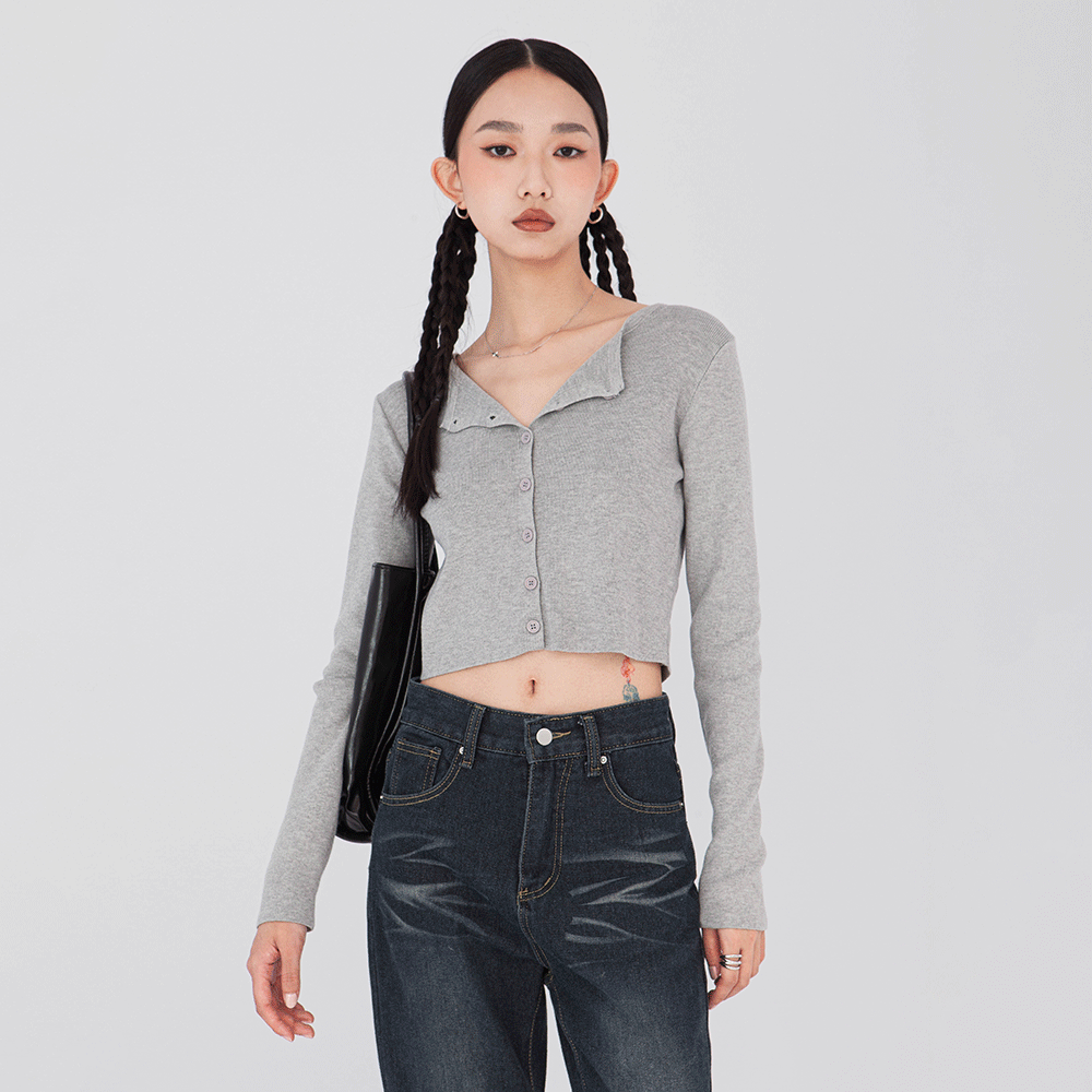 單排扣短版開襟衫