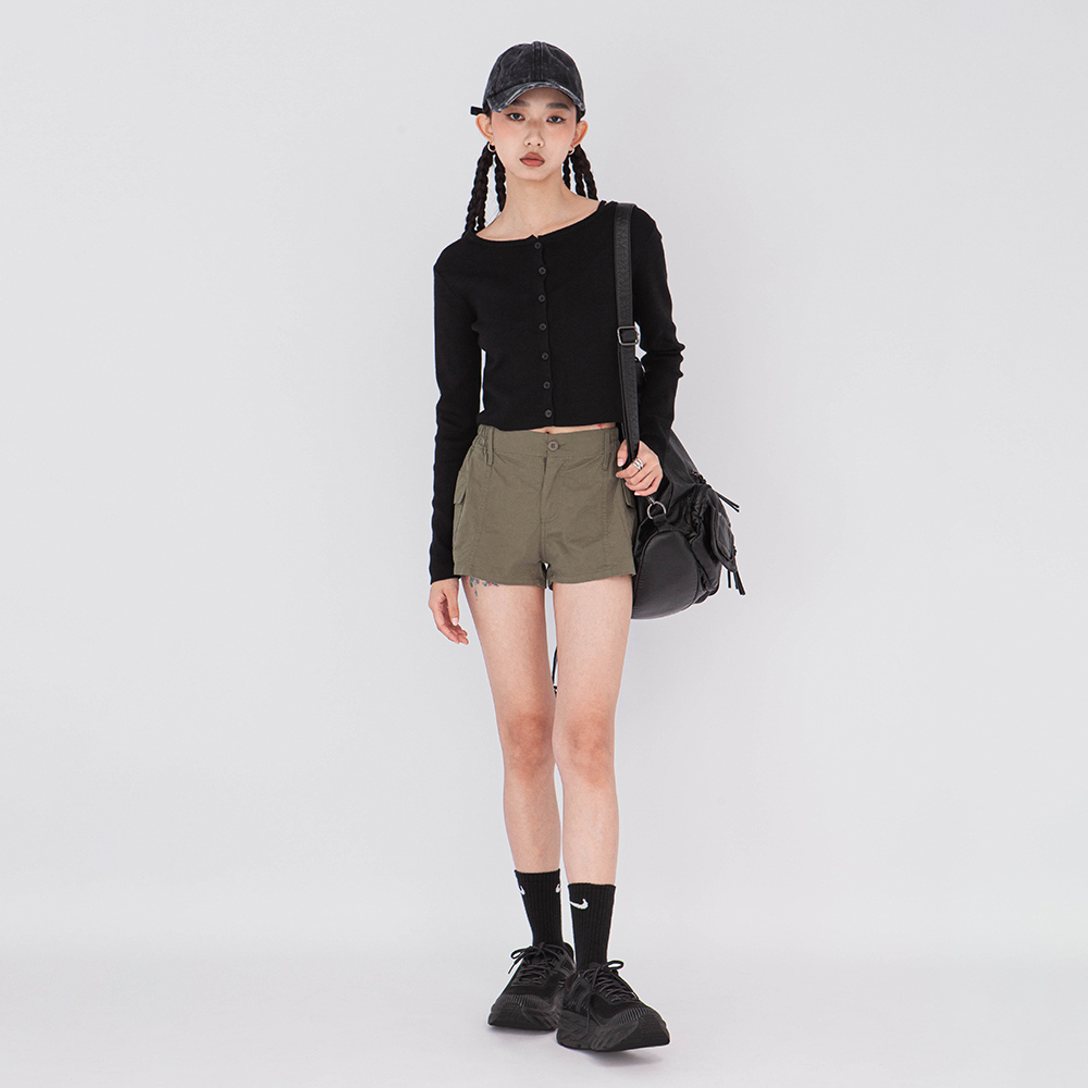 工裝鬆緊短褲