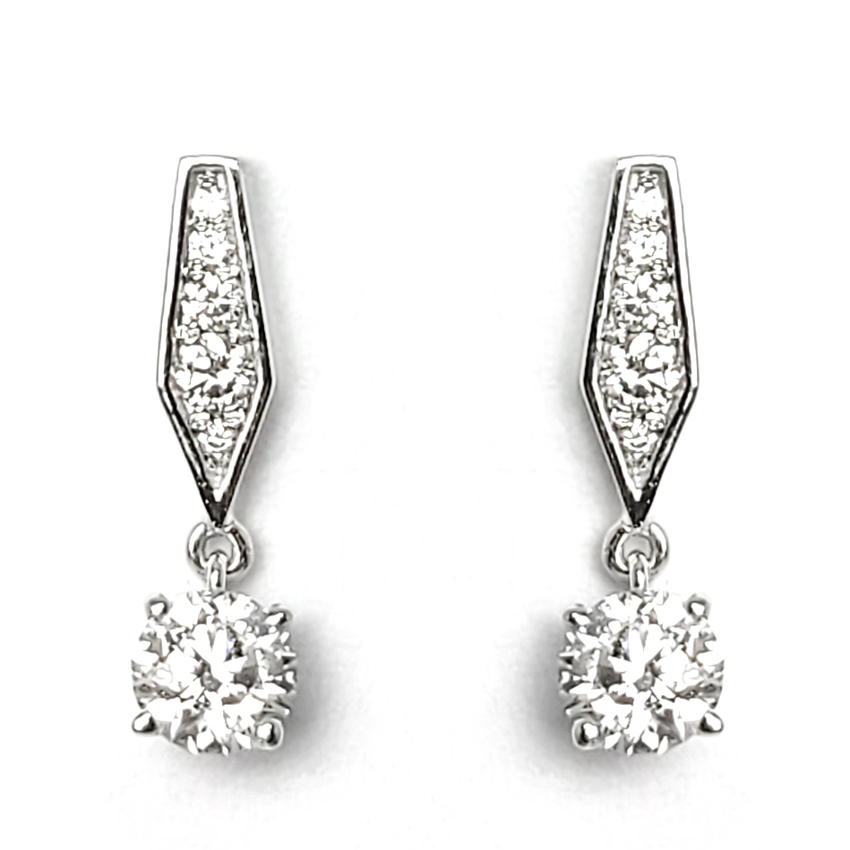 18K白金天然鑽石耳環
