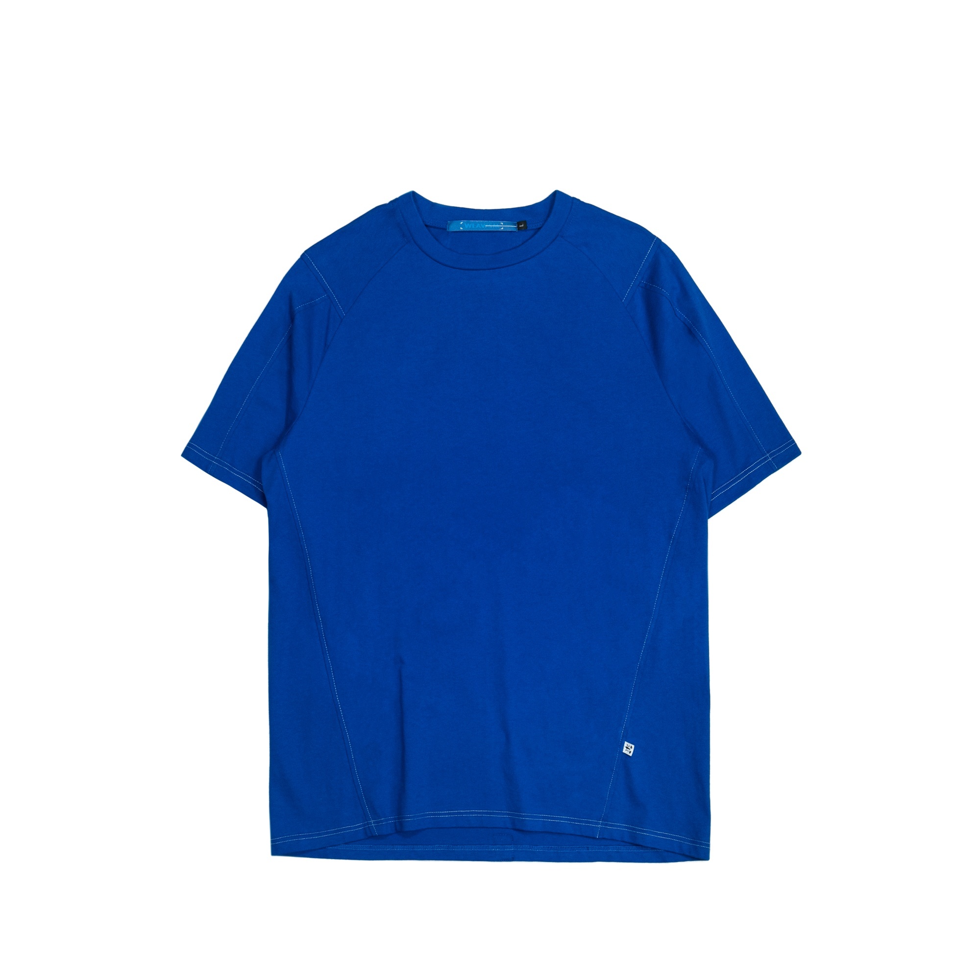 蟲背剪接寬鬆Tee- 寶藍