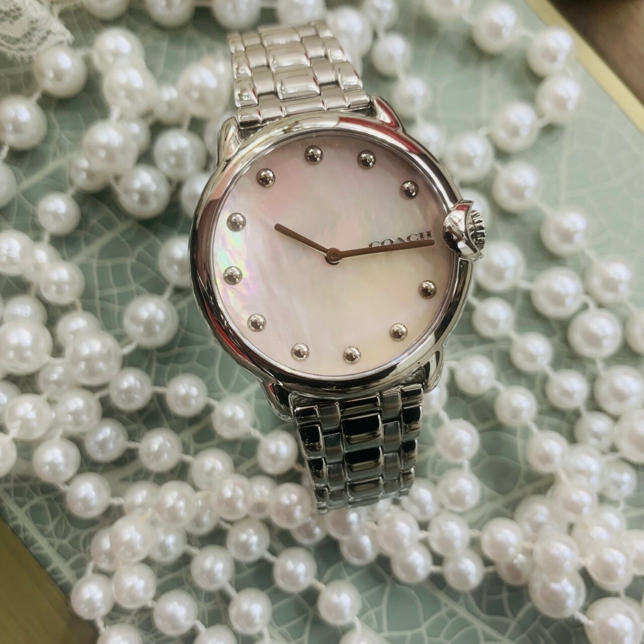 【COACH】Arden 珍珠貝淡粉女錶CO14503986 36mm 現代鐘錶