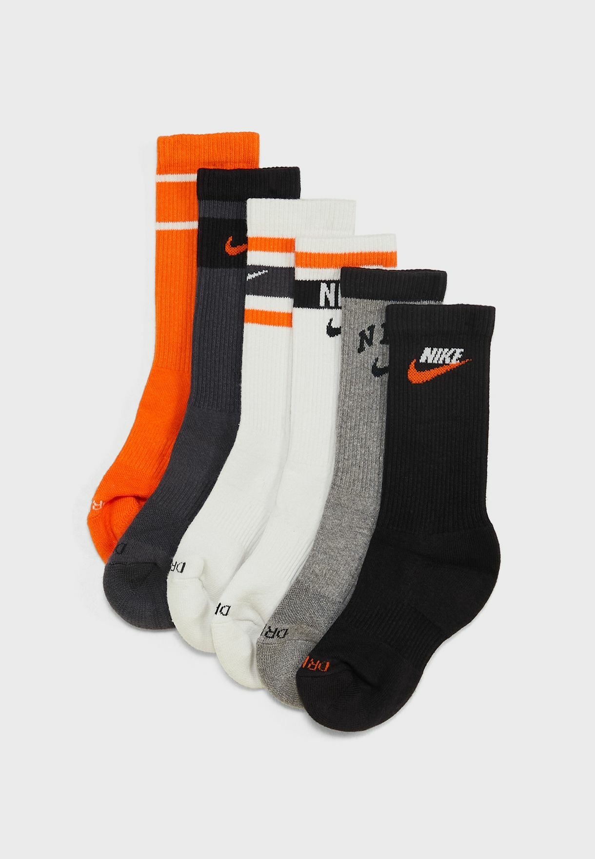 Nike Socks 黑橘 白襪 黑襪 LOGO 襪子 棒球襪 長襪 小腿襪 六雙一組