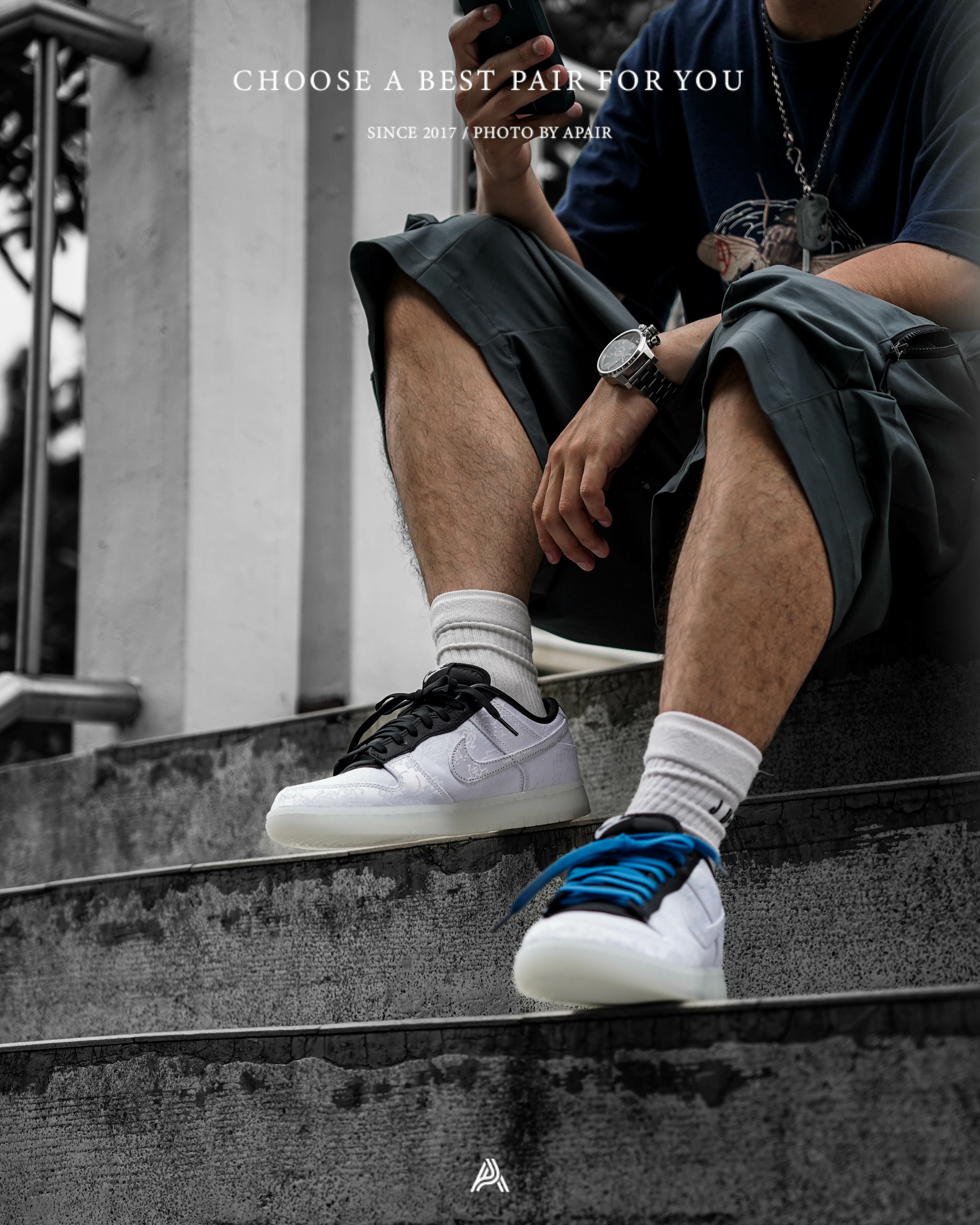 【APAIR】預購 Fragment Design x Clot x Nike Dunk 白黑 絲綢 刮刮樂 FN0315-110